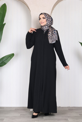 Tuğralı Mevsimlik Siyah Nakışlı Özel Ferace