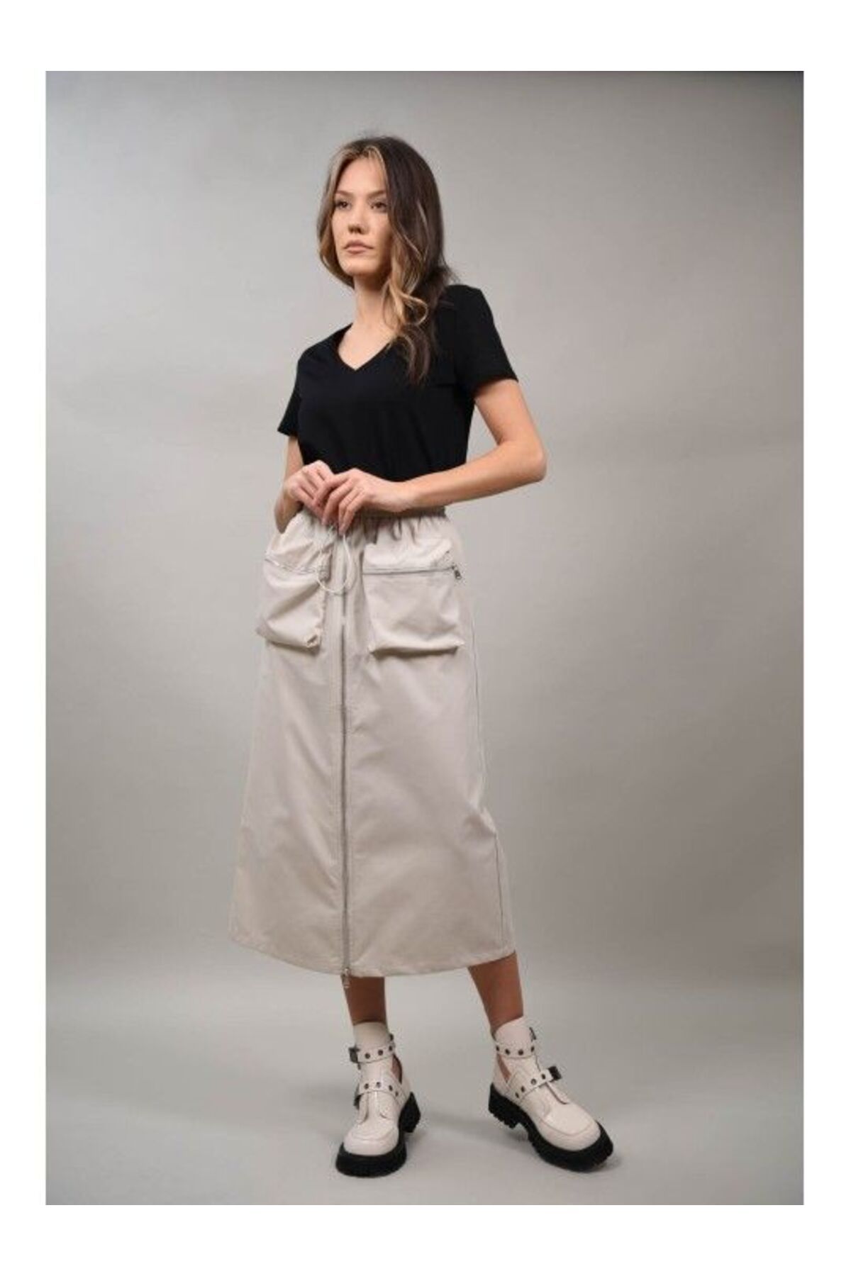 LUMİNA-Skirt With Zipper And Patch Pockets Positano Ivory M-l 1