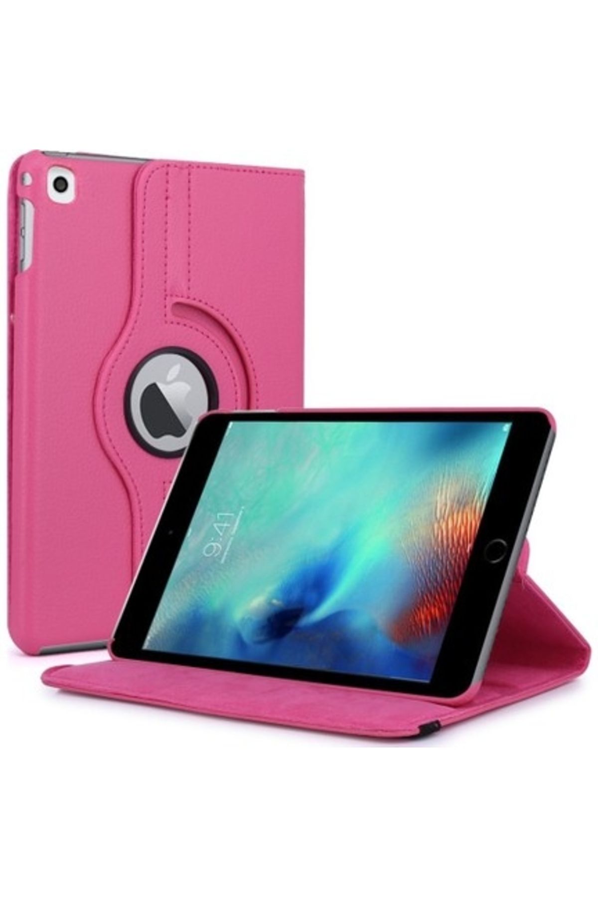 qtop Tablet Kılıf Standlı Dönerli Mopal İpad Mini 2-3-4 Pembe
