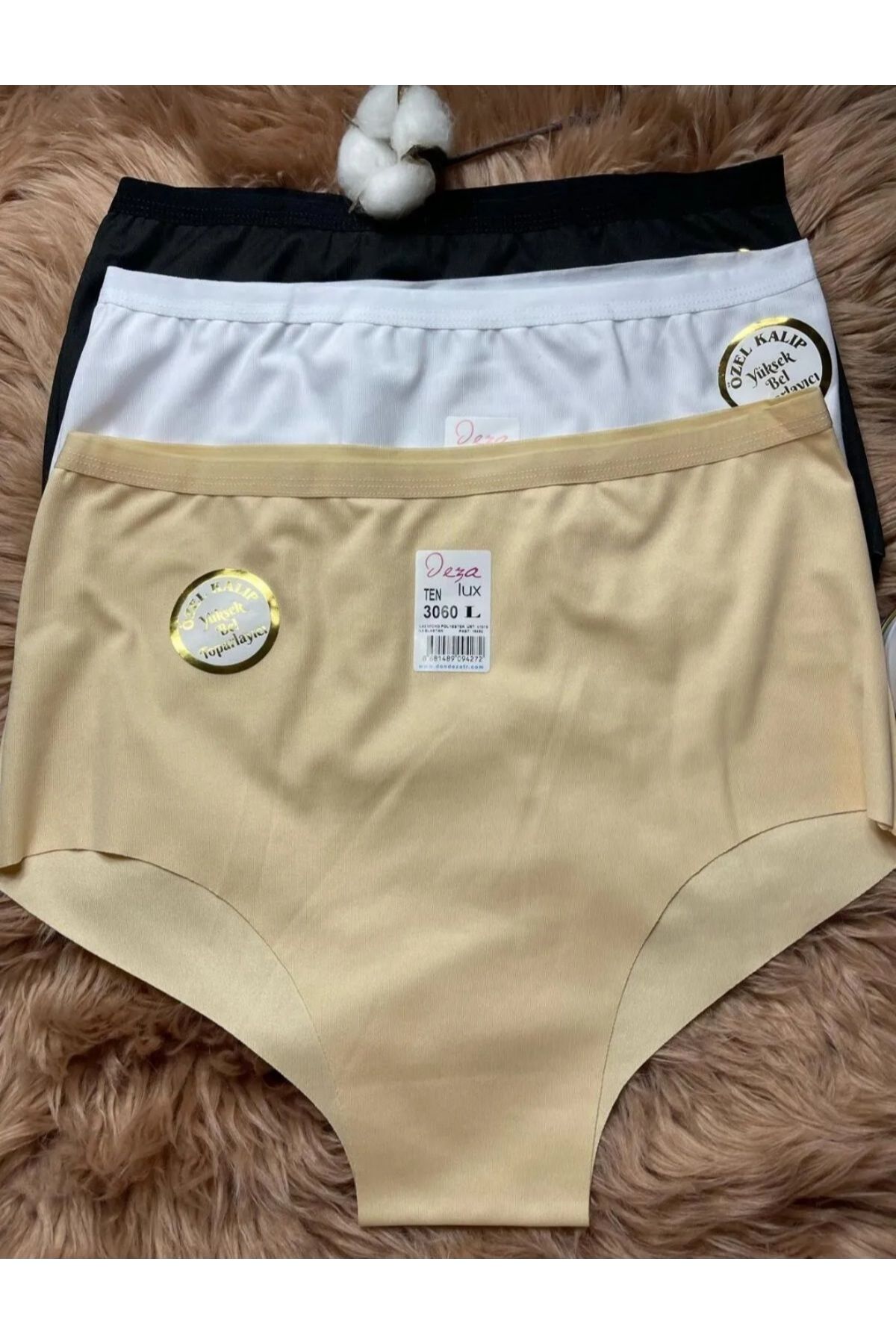 nuda luna 3'lü paket kadın lazer kesim beli lastikli iz yapmaz külot alt çamaşır ( 3 adet )