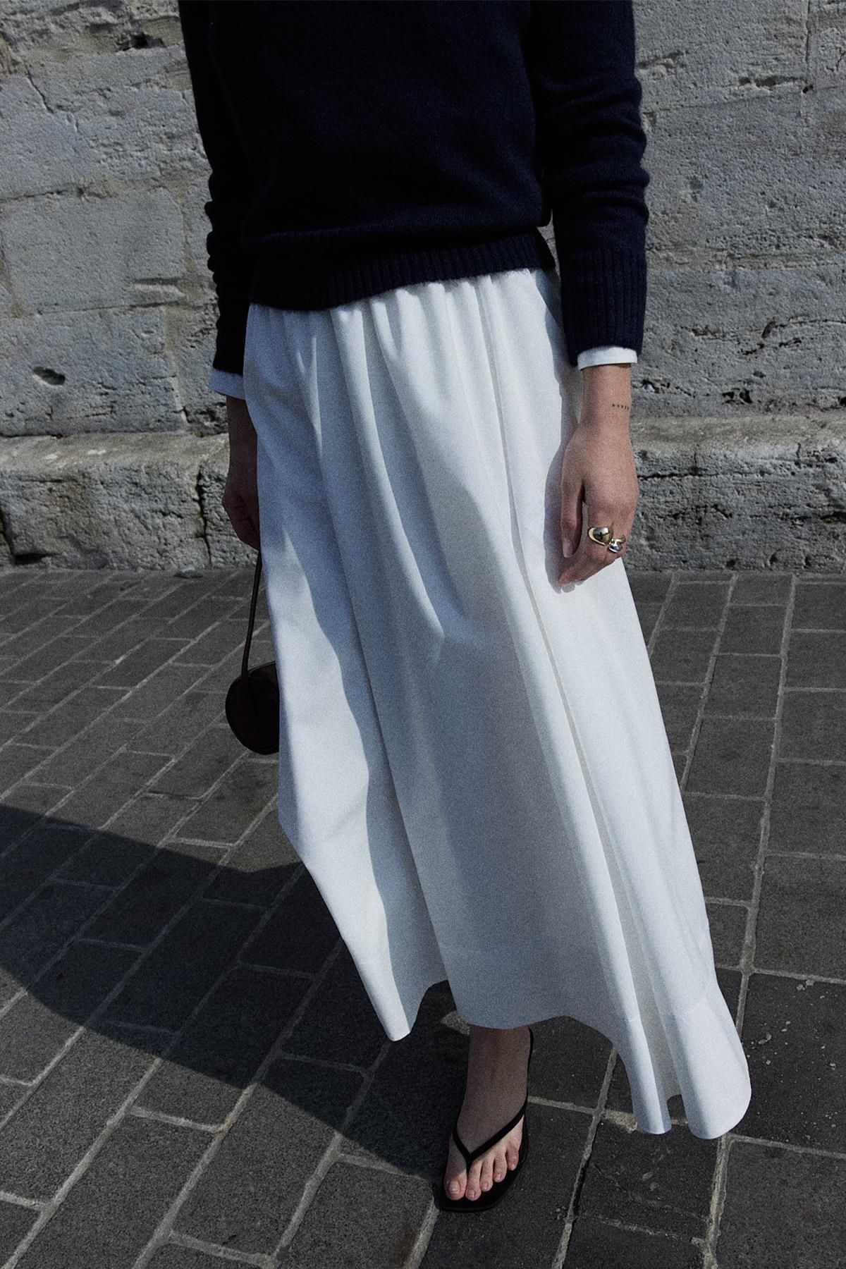 Suud Collection-Ecru Day Poplin lobogó szoknya 8