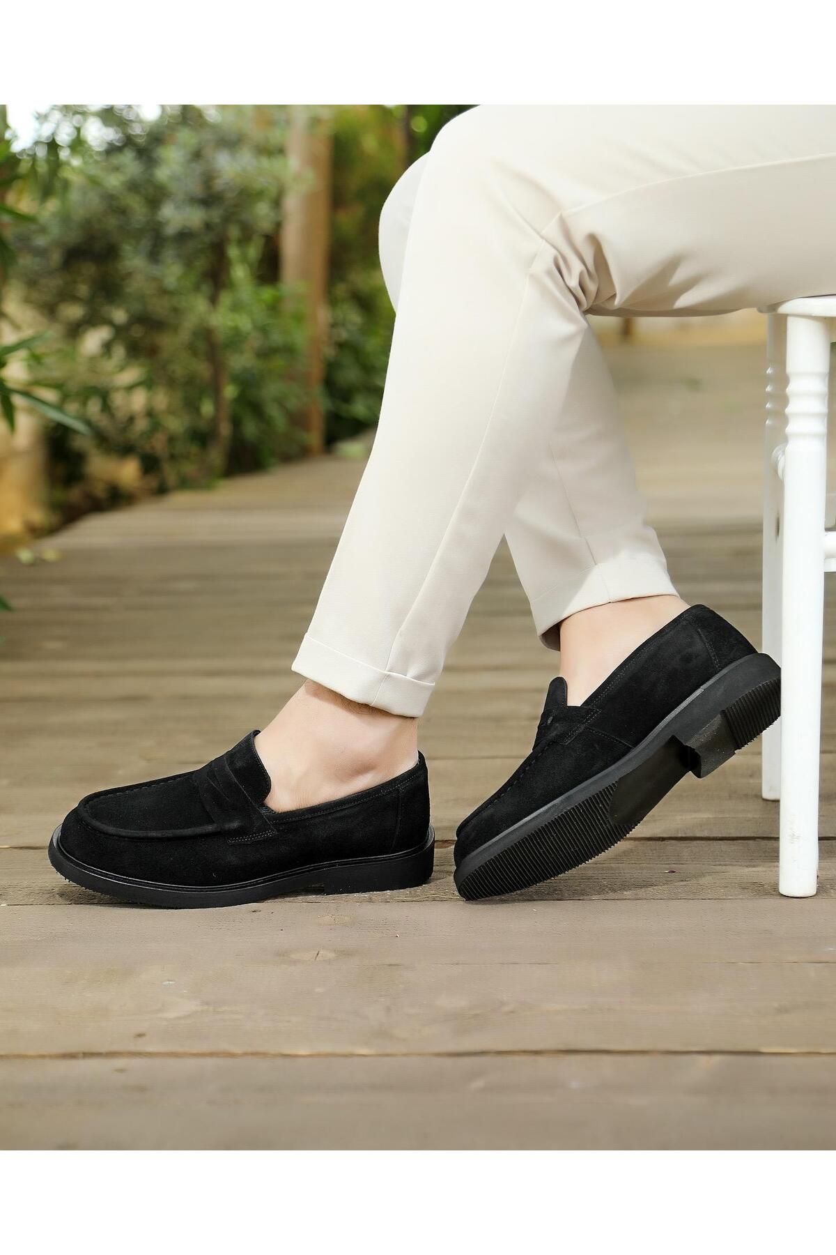 ByItallanoshoes BLACK NAZPO SUEDE 3004 HAKİKİ DERİ GÜNLÜK ERKEK KLASİK AYAKKABI