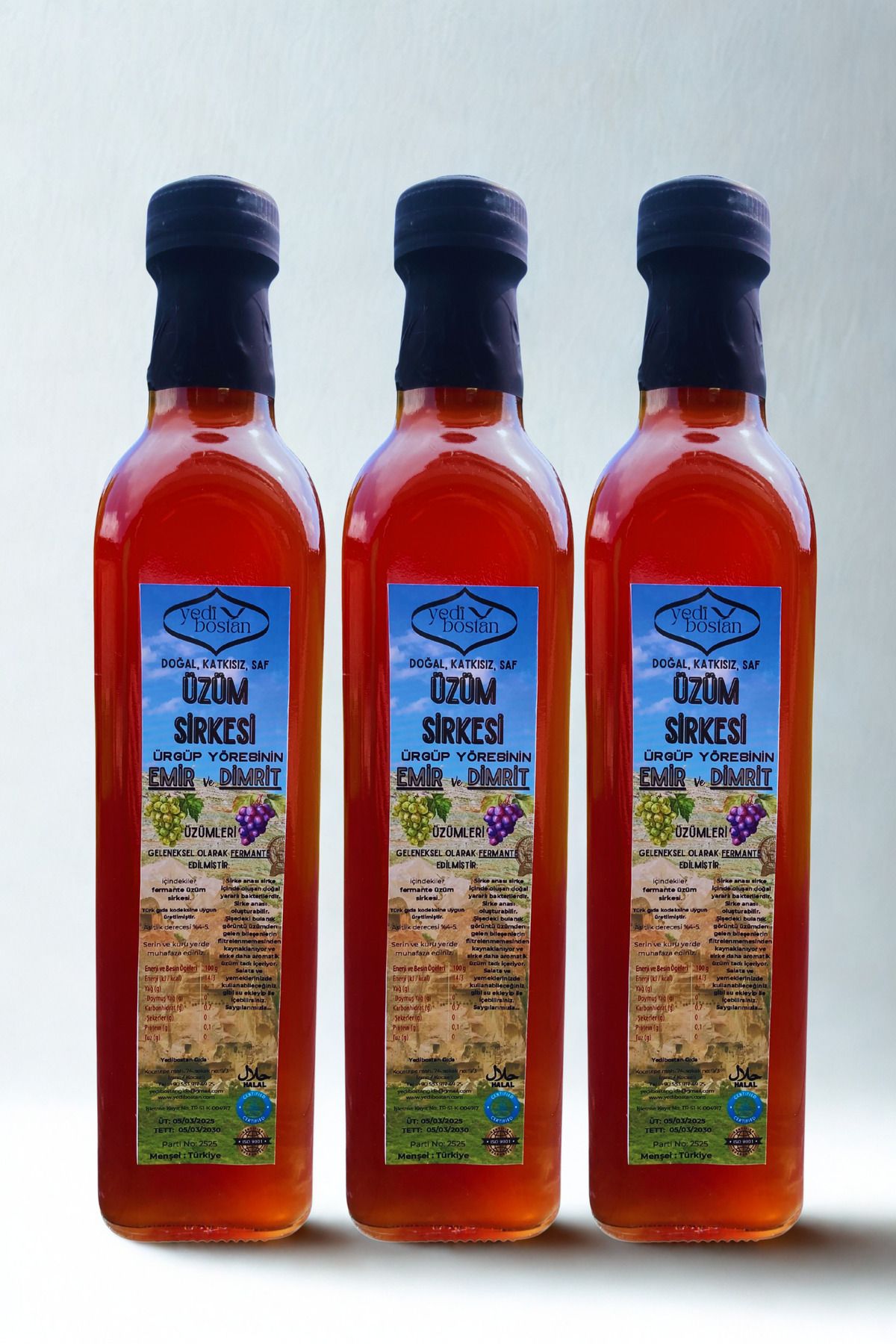 Yedibostan Ürgüp Üzümleri 3 ADET x 500 mL Üzüm Sirkesi