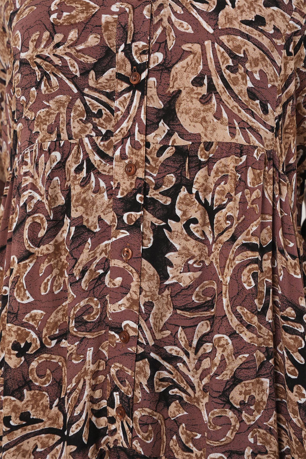 Bigdart-2423 Authentic Patterned Hijab Dress - C. Dusty Rose 6