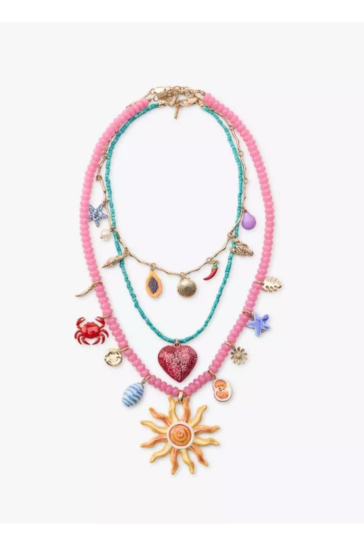 CHARMLUCKY ÇELİK GÜNEŞ RENKLİ CHARM KOLYE