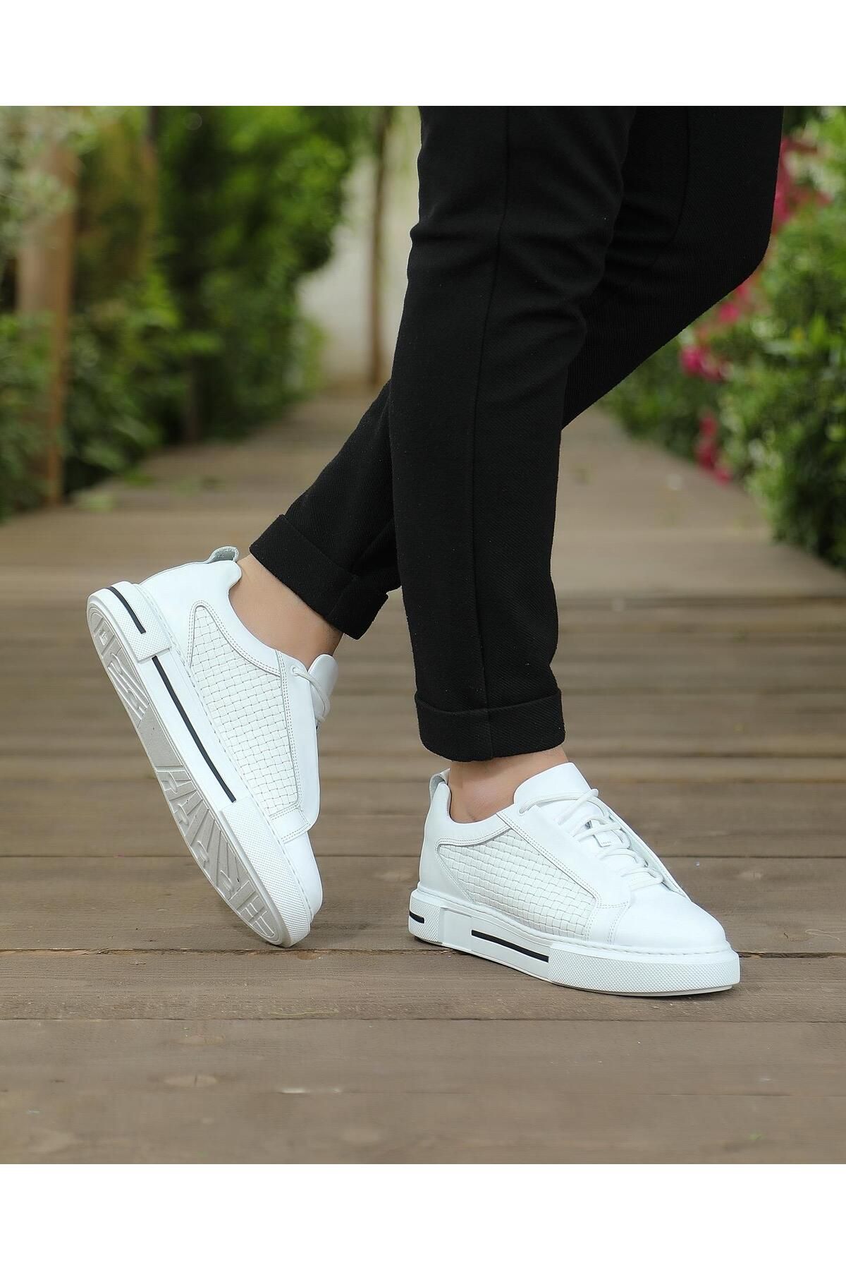 ByItallanoshoes WHİTE DATUN 0013 HAKİKİ DERİ GÜNLÜK ERKEK SNEAKER AYAKKABI