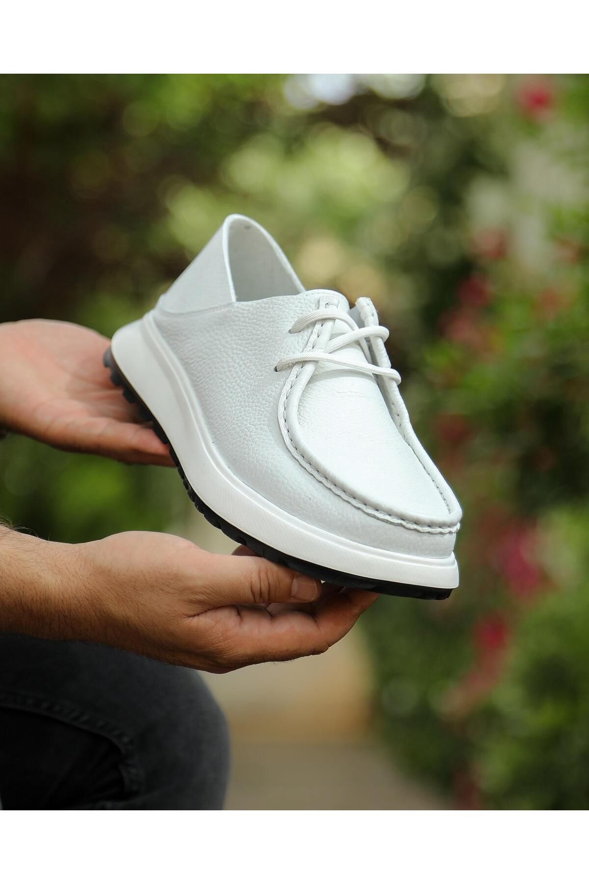 ByItallanoshoes WHİTE ROJWA 7825 HAKİKİ DERİ GÜNLÜK ERKEK SNEAKER AYAKKABI