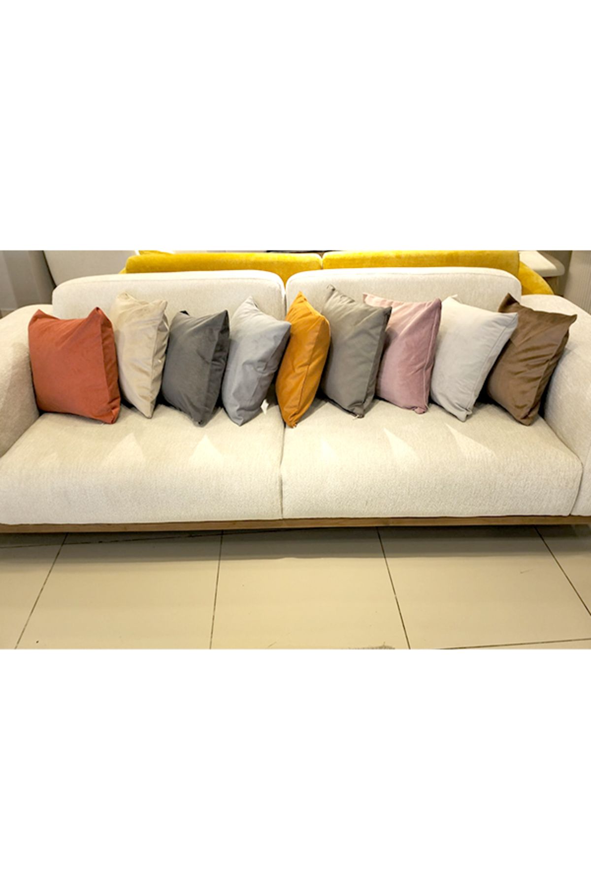 KIrlentçi Ahmet Kadife Dokulu Karisik Renkli Kırlent Yastık Minder Kılıfı 8 Adet 45x45 cm Koltuk Kanepe Fermuarlı