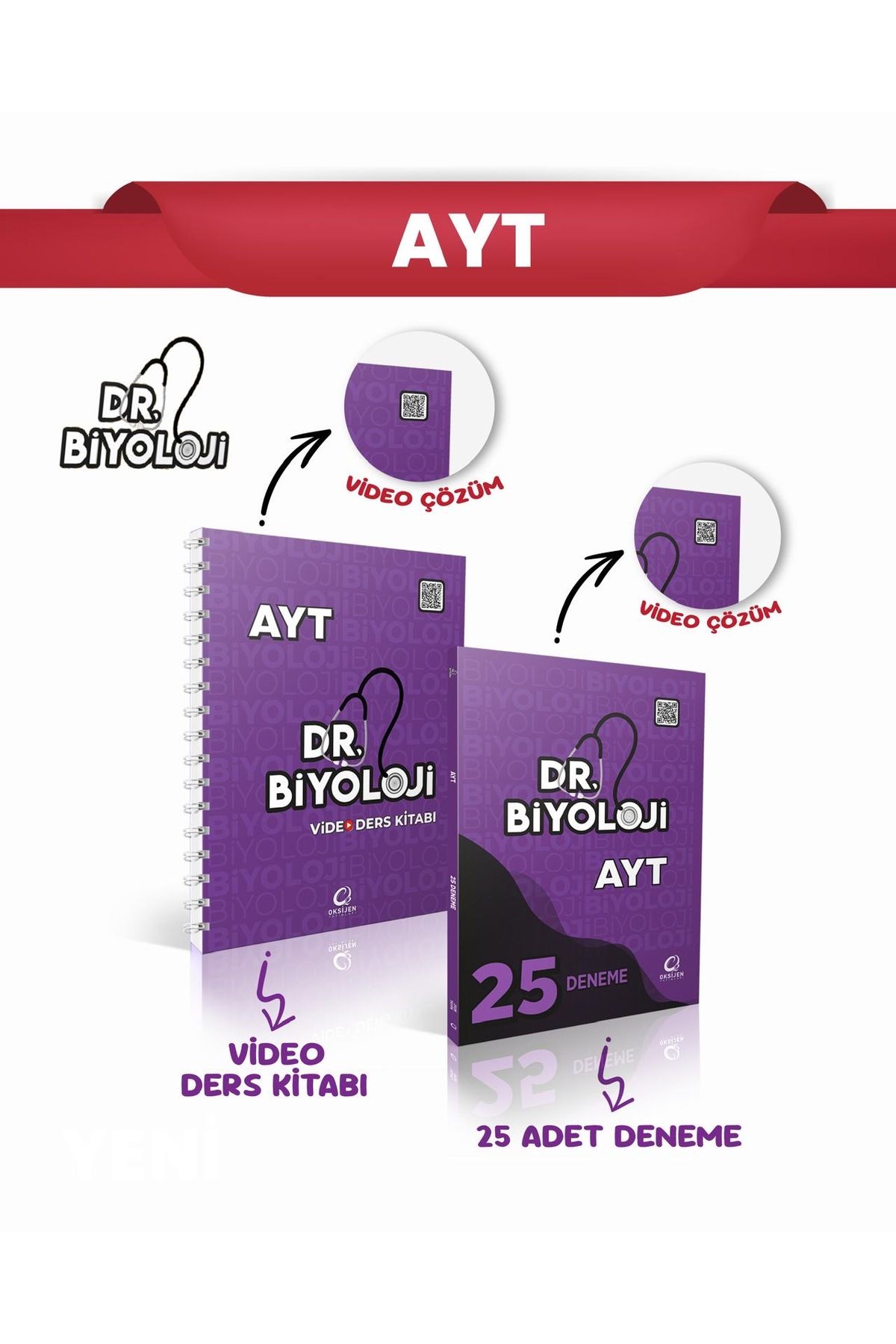 Oksijen Yayınları DR.BİYOLOJİ AYT VİDEO DERS KİTABI&AYT 25 DENEME SET