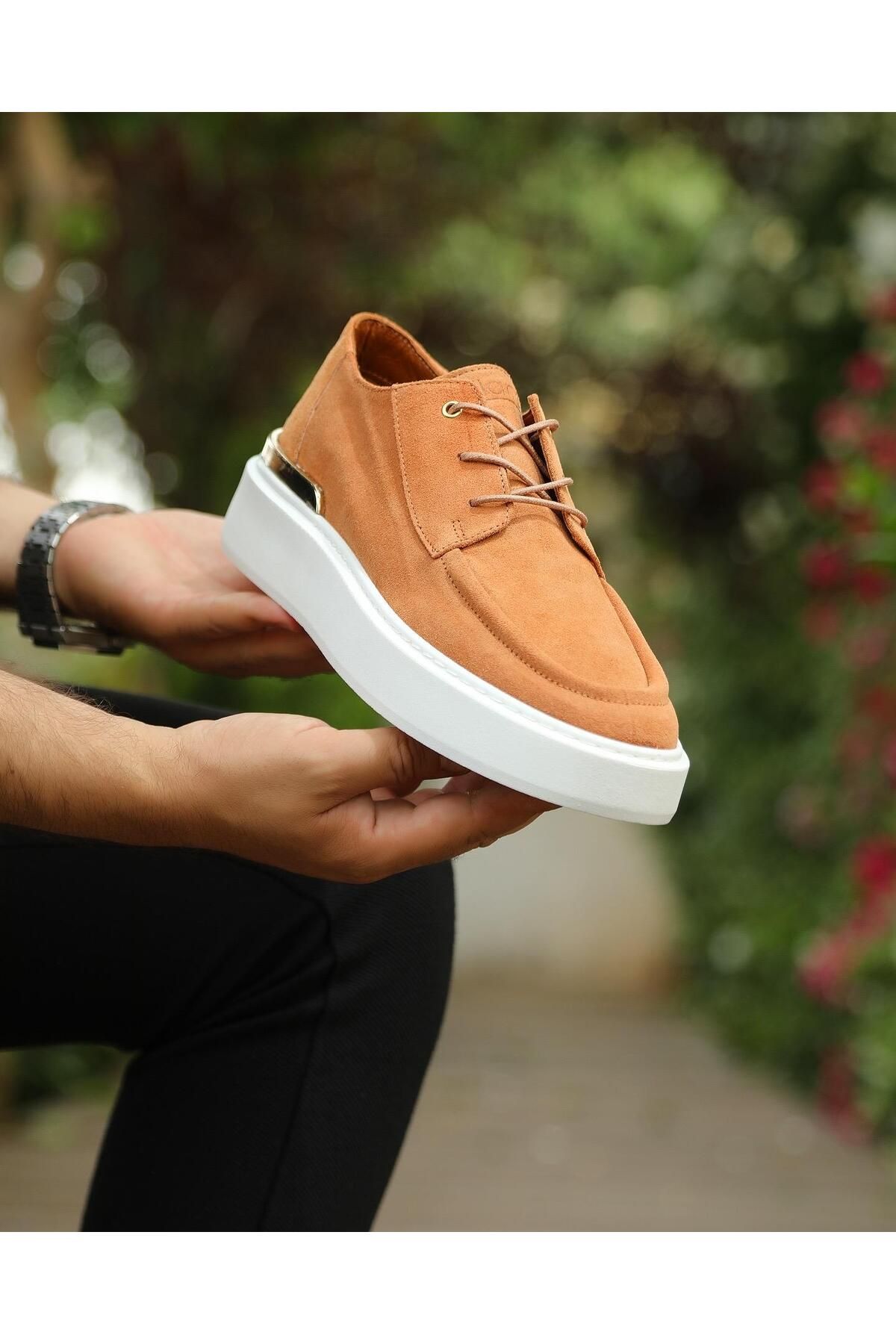 ByItallanoshoes TAN VİONET 0012 HAKİKİ NUBUK DERİ GÜNLÜK ERKEK SNEAKER AYAKKABI