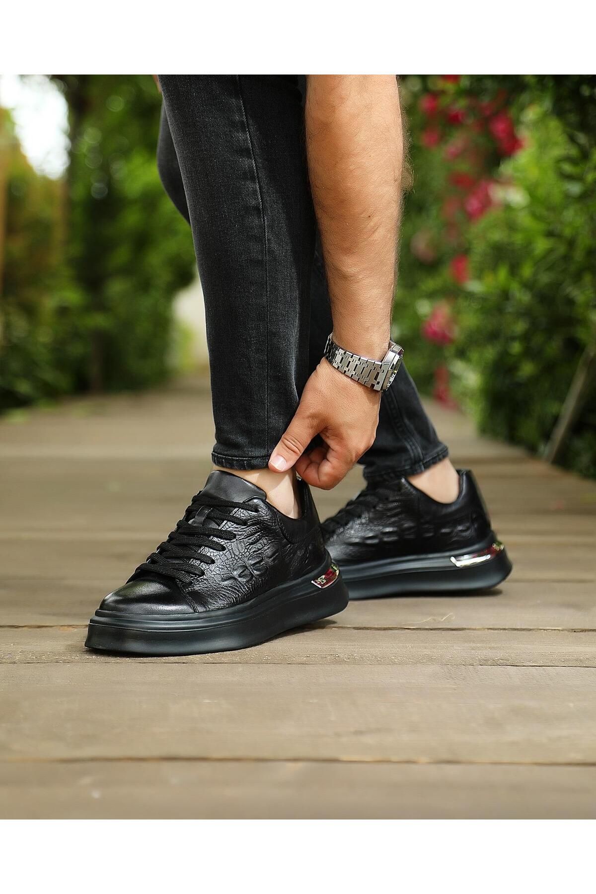 ByItallanoshoes BLACK NAMLE 0055 HAKİKİ DERİ GÜNLÜK ERKEK SNEAKER AYAKKABI