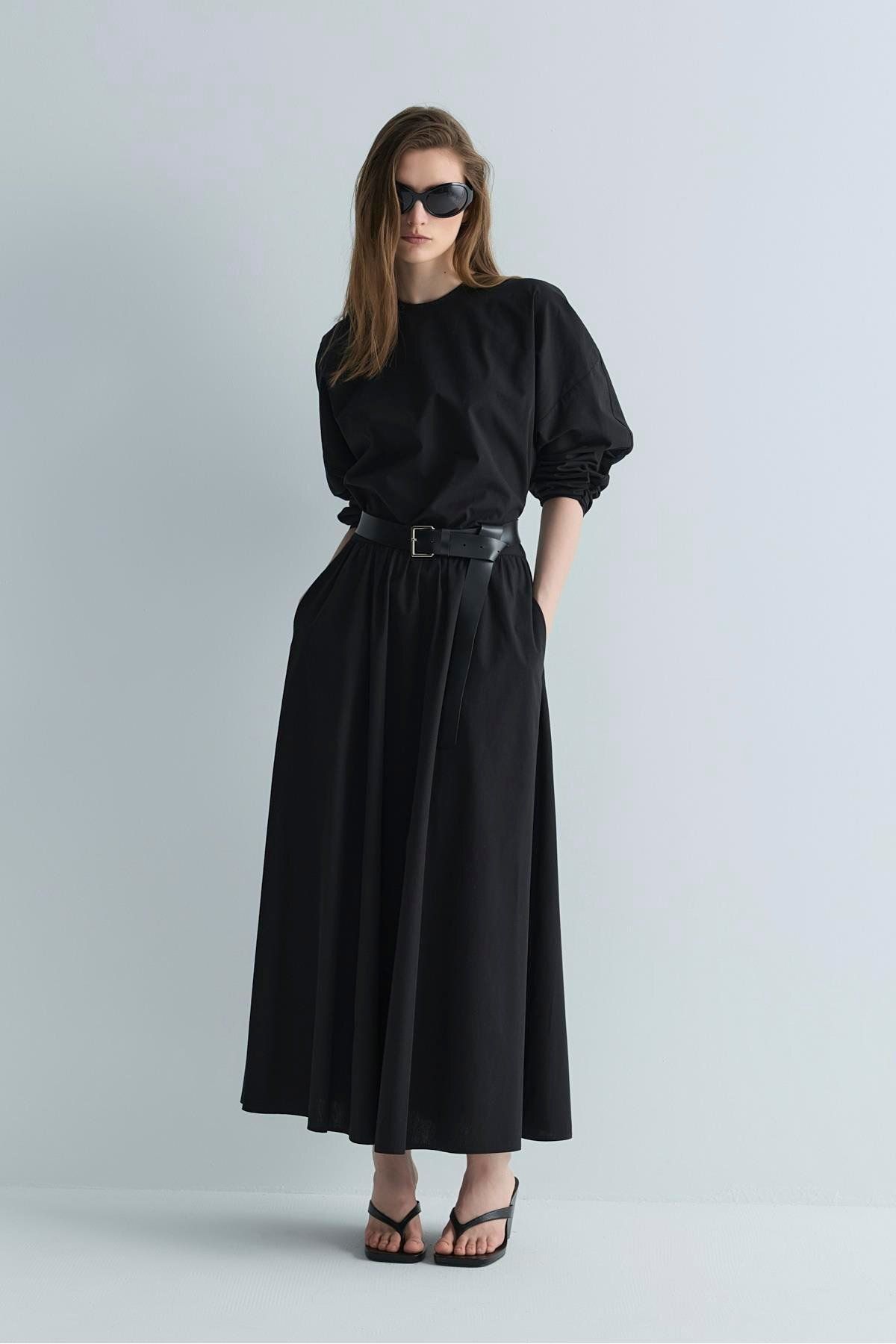Suud Collection Siyah Lara Kemerli Bluz