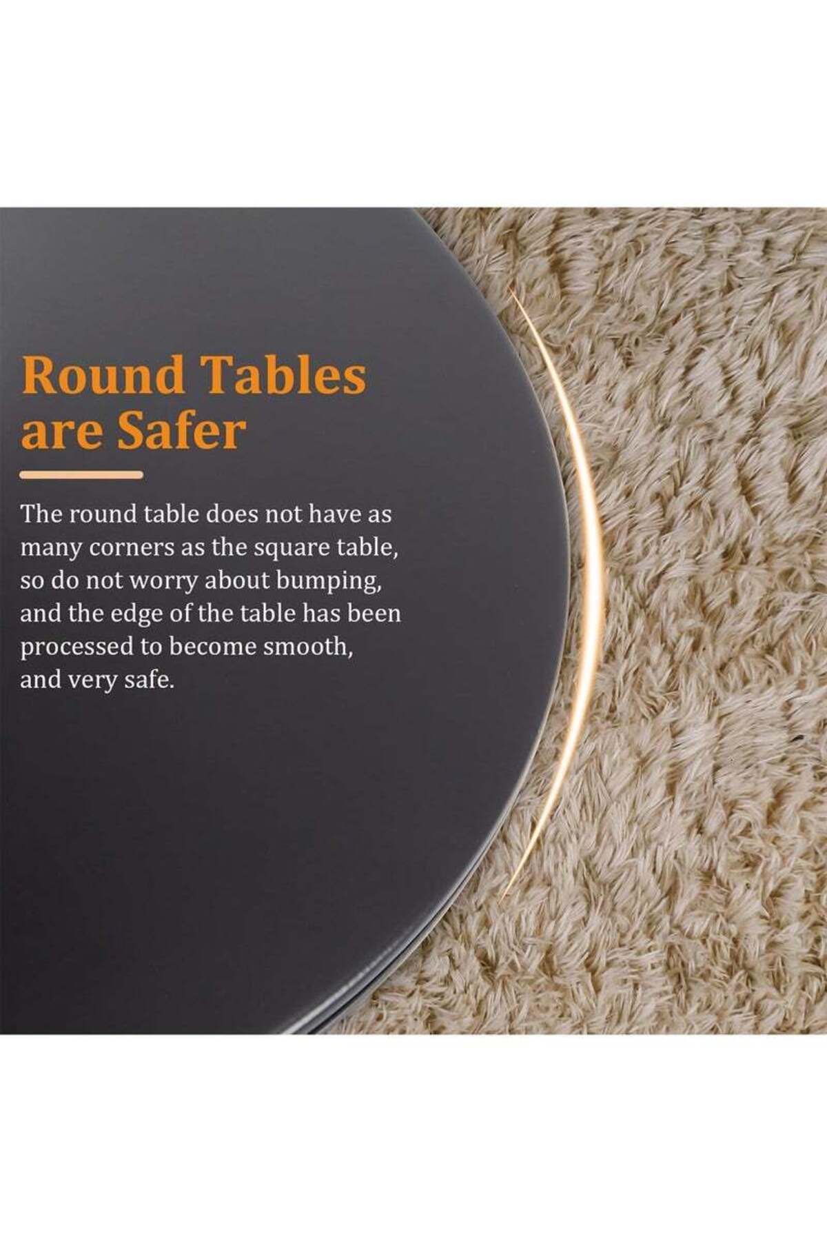 Taimi-Round Dining Table Elegant Plastic 100x100x73cm Coffee Table for Living Room, Dining Room, Black 4