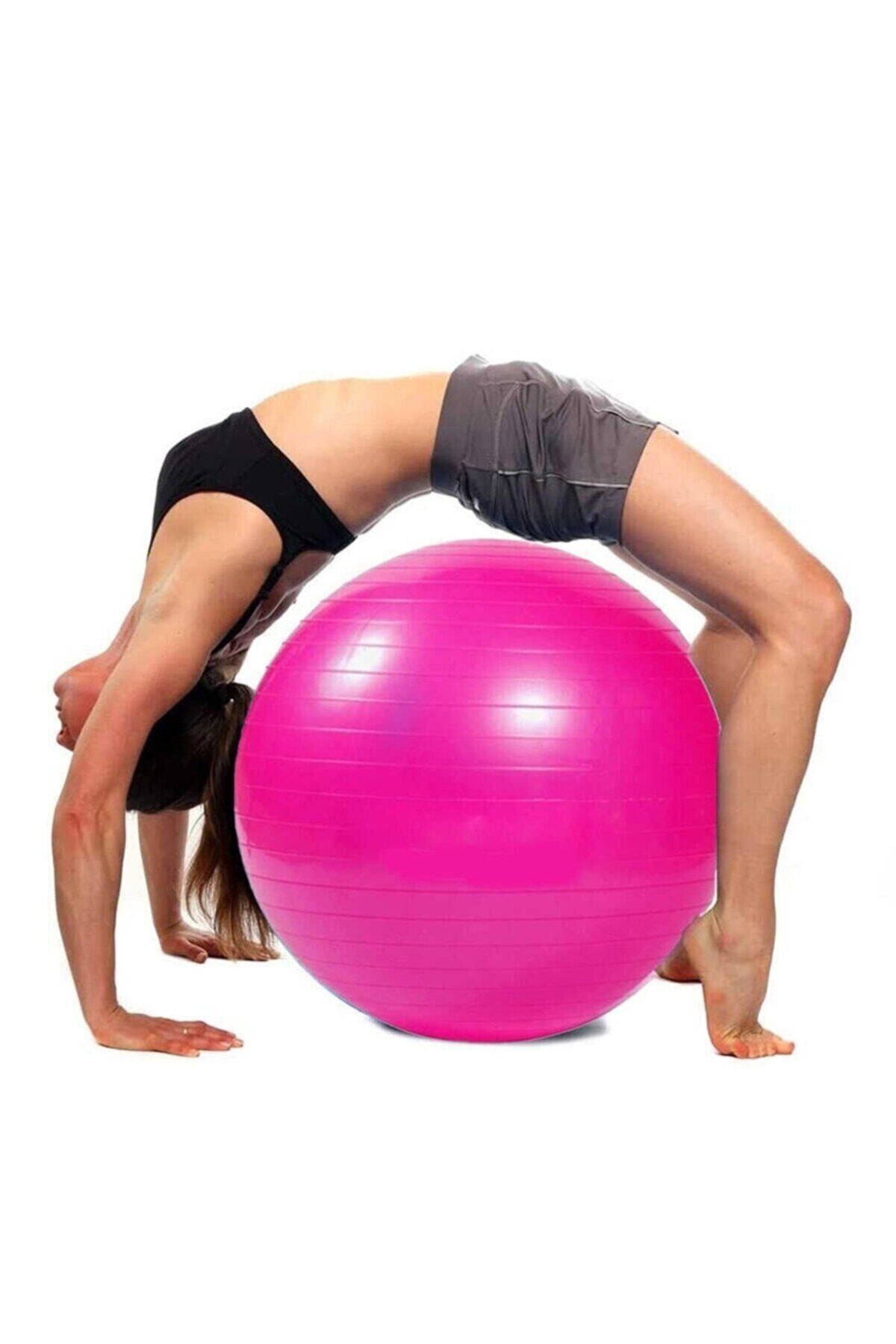 Mhm Collections 65 Cm Fitilli Pilates Topu Ve Pompa Seti Plates Denge Yoga Spor Egzersiz Top Jimnasti...
