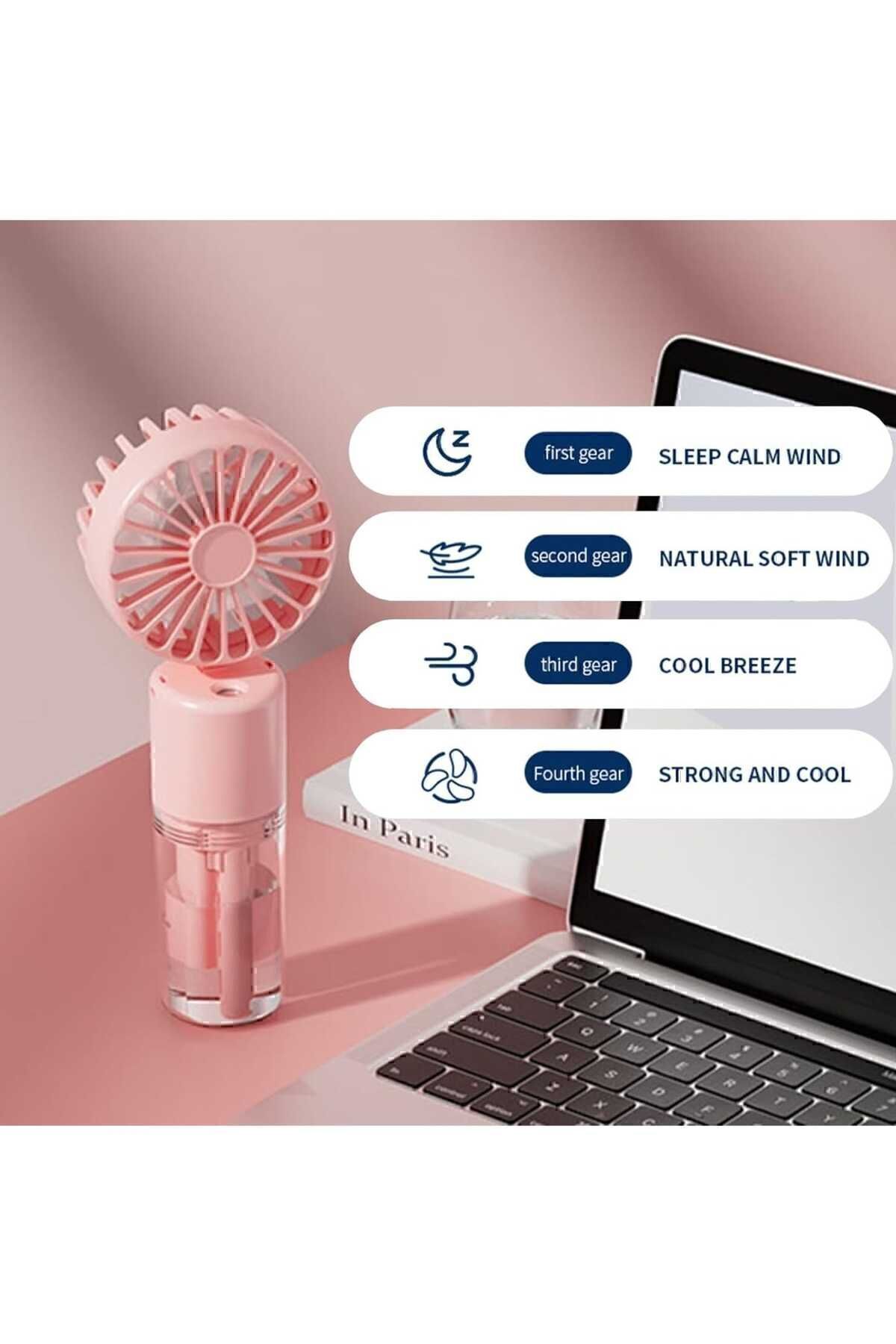 Techno Stock MİNİ FAN ŞARJLI EL FANI SU PÜSKÜRTMELİ BOYUNA ASMALI MİNİ KLİMA FAN VANTİLATÖR