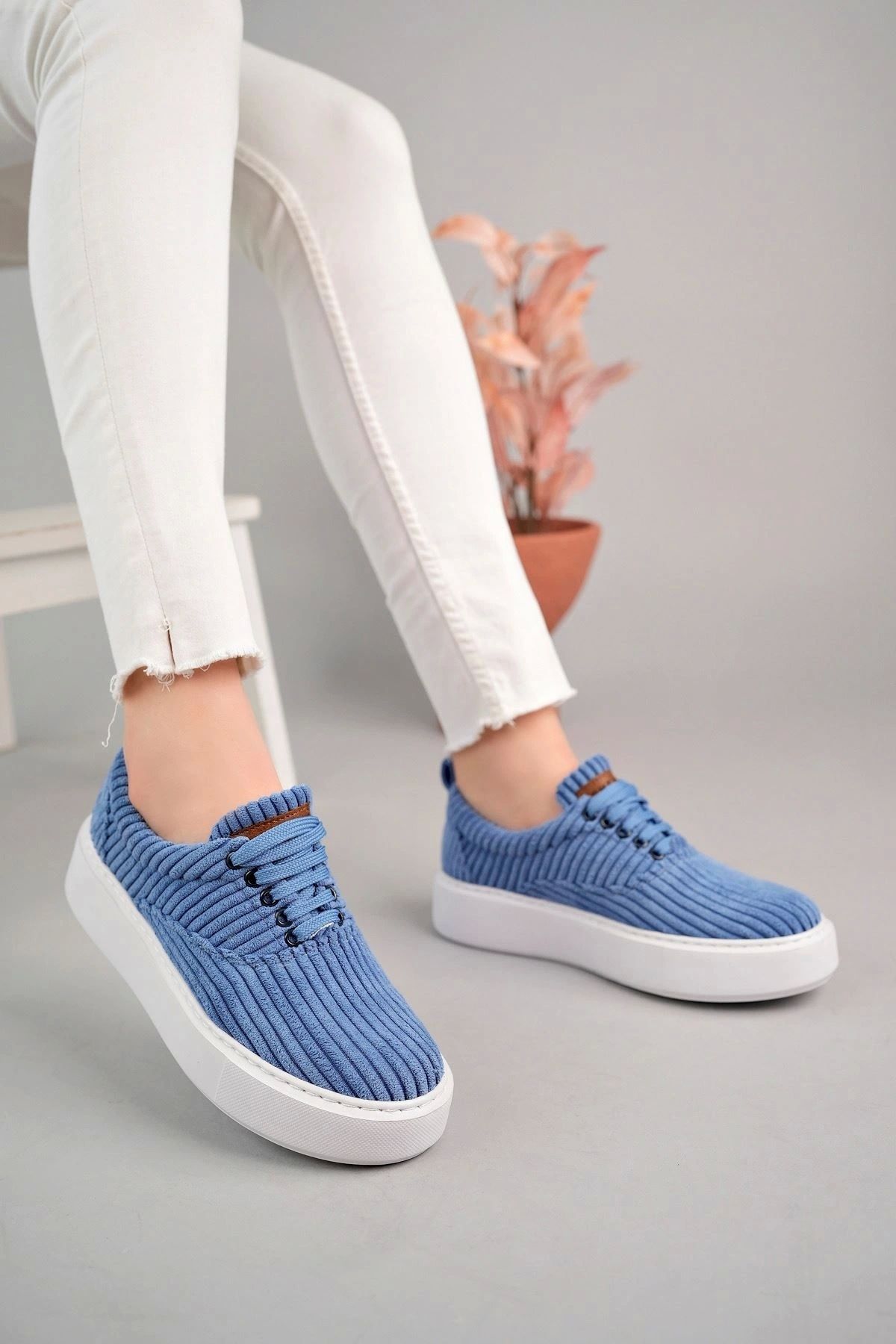 OurStyles CH173 KBT Velluto Kadın Ayakkabı MAVI