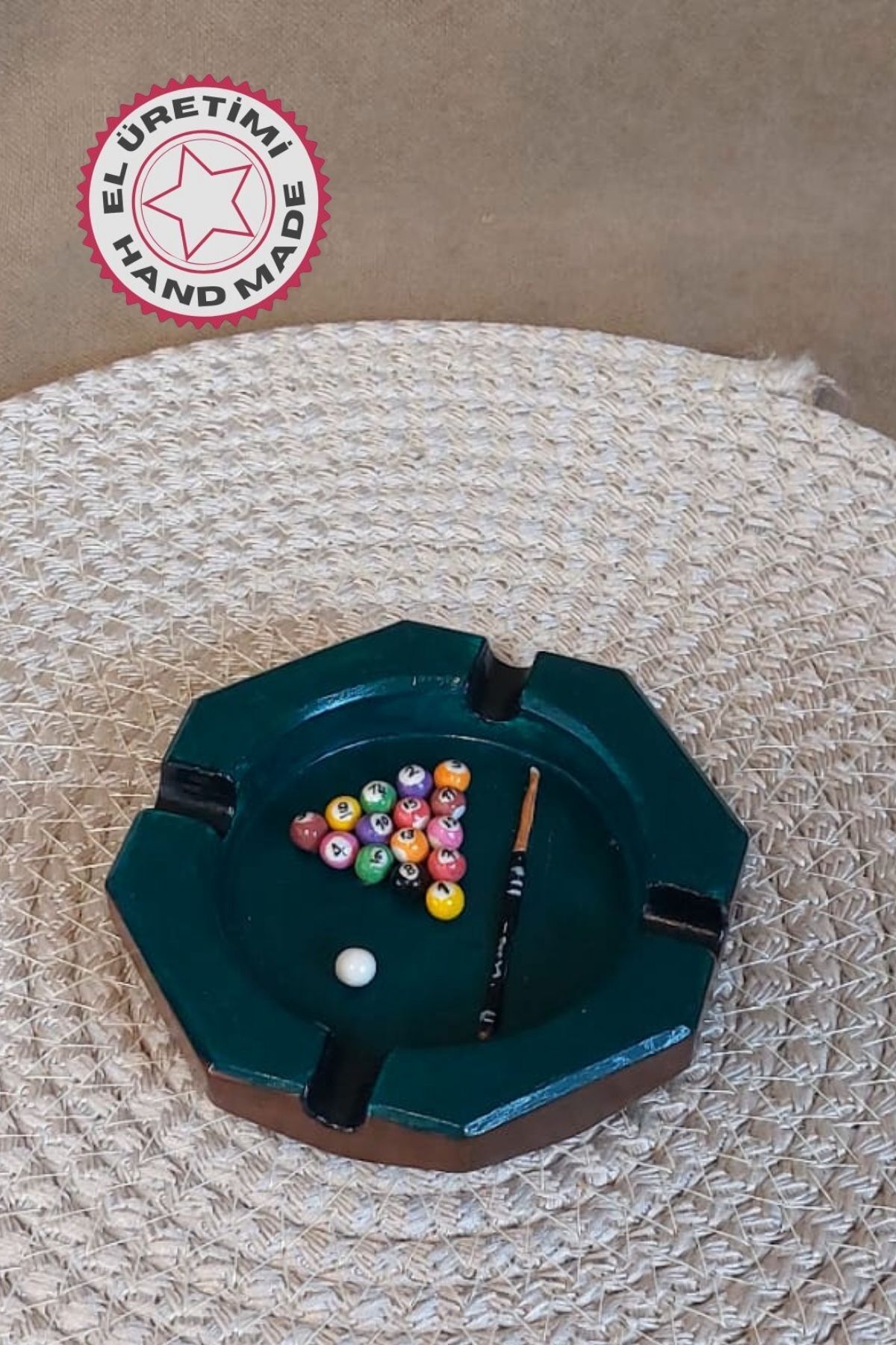 Uretti - Pınar 2572 5617 El Yapımı Bilardo Temalı Minyatür Kül Tablası