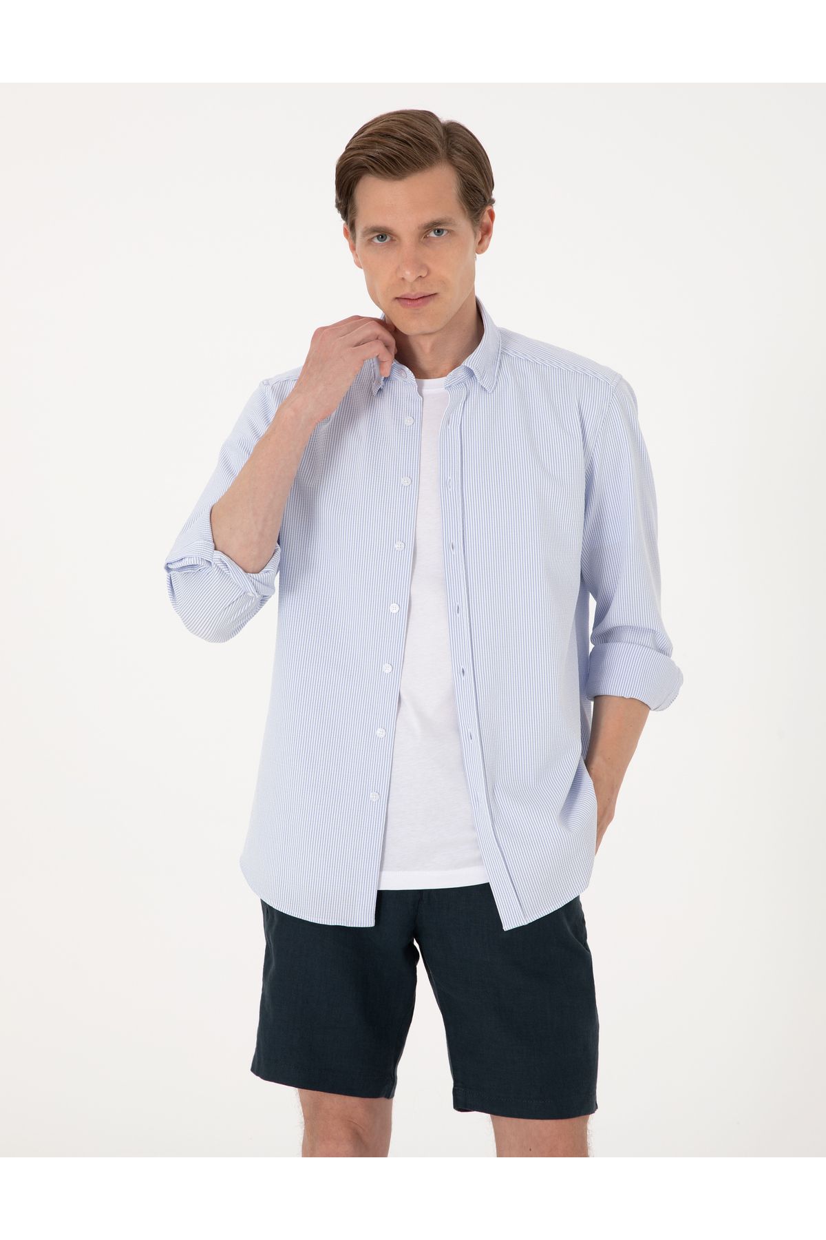 Pierre Cardin Açık Mavi Slim Fit Uzun Kollu Gömlek 50307162-VR003