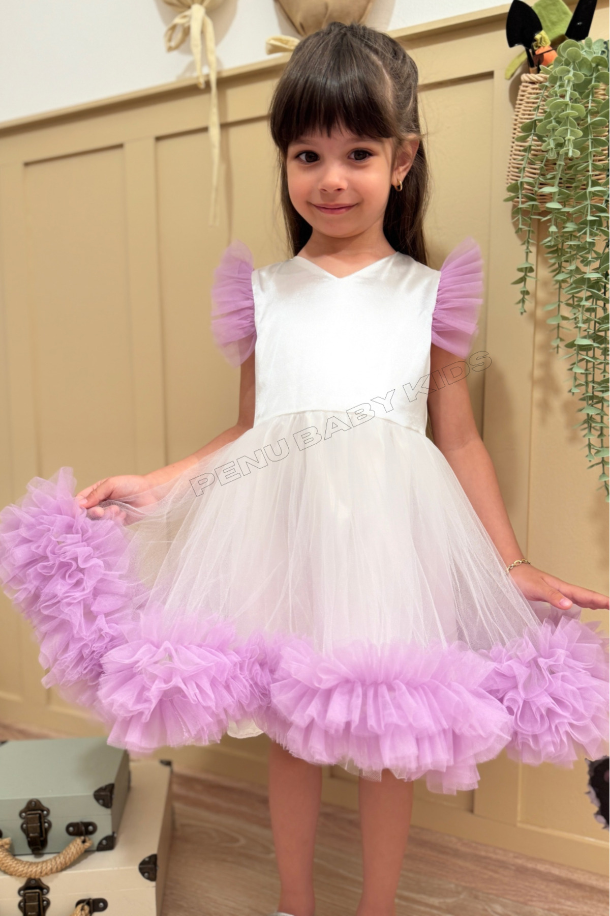 penu baby kids Lila Karnaval Kolsuz Fırfır Etekli Kız Çocuk Kız Bebek Elbise - Alice fotoğrafı 4 (önizleme)