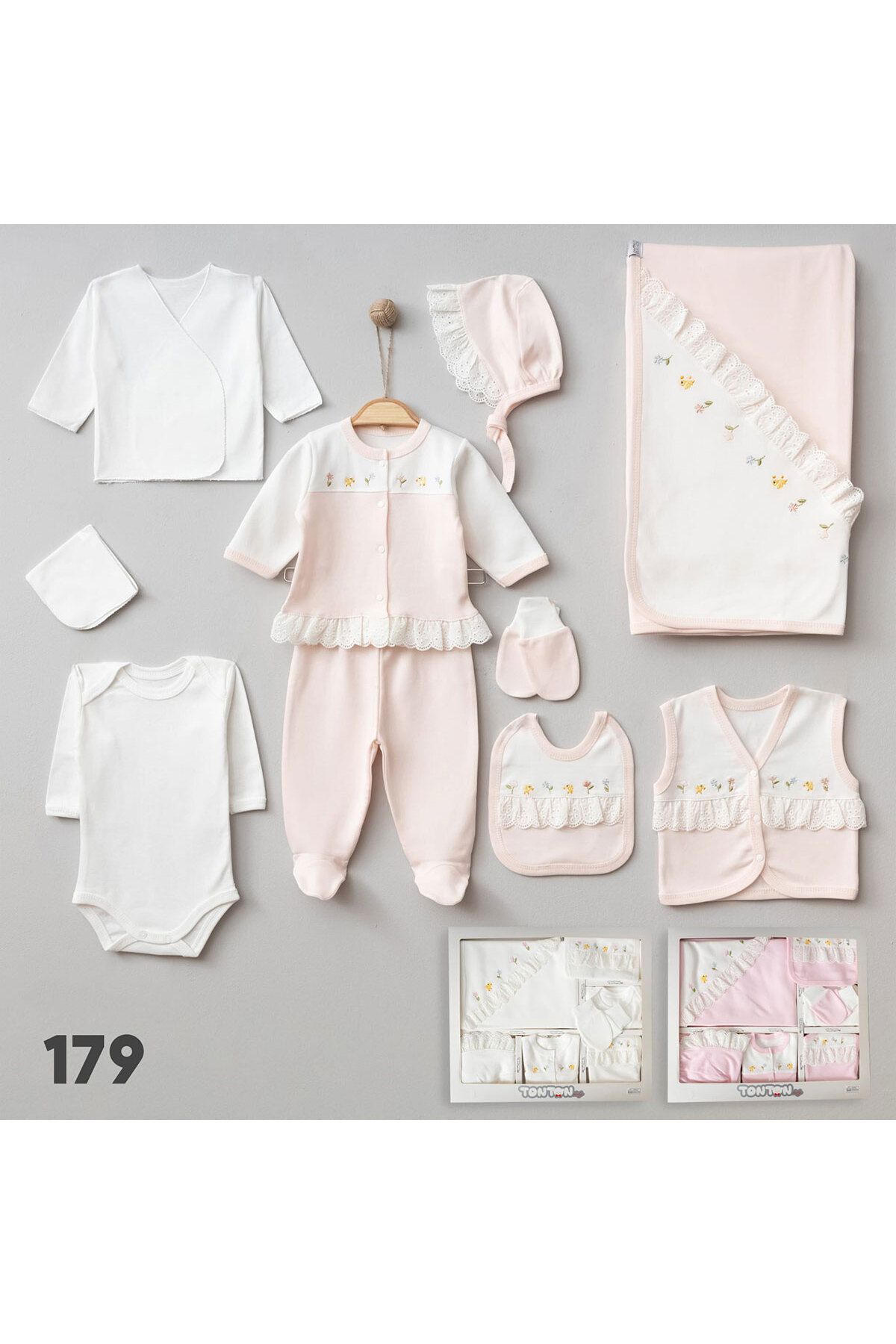 MİLAYS LİFE HOME COLLECTİON KIZ BEBEK 0-3 AY ÇİÇEK NAKIŞLI HASTANE ÇIKIŞI %100 ORGANİK PAMUK
