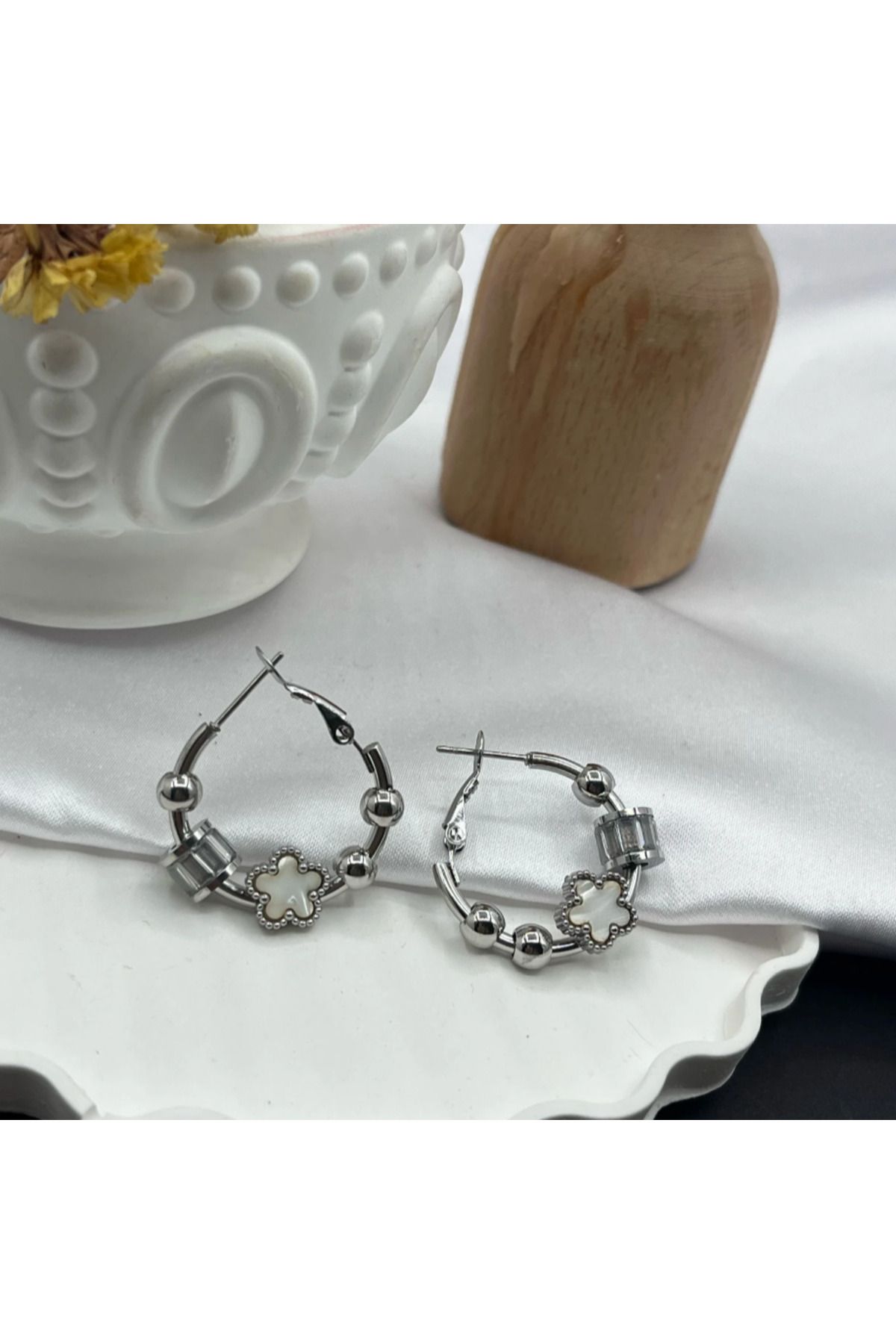 Daniela One Cleef Çelik Silver Küpe