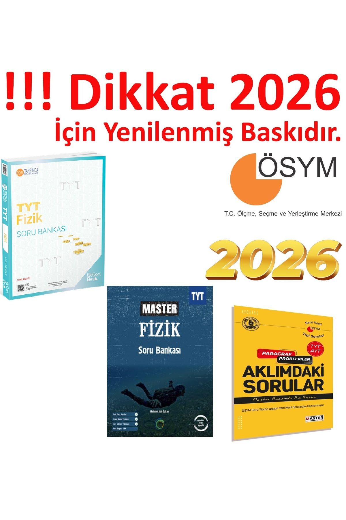 Üç Dört Beş Yayıncılık Üç Dört Beş Yayıncılık TYT Fizik Soru Bankası & Okyanus Yayıncılık TYT Master Fizik Soru Bankası