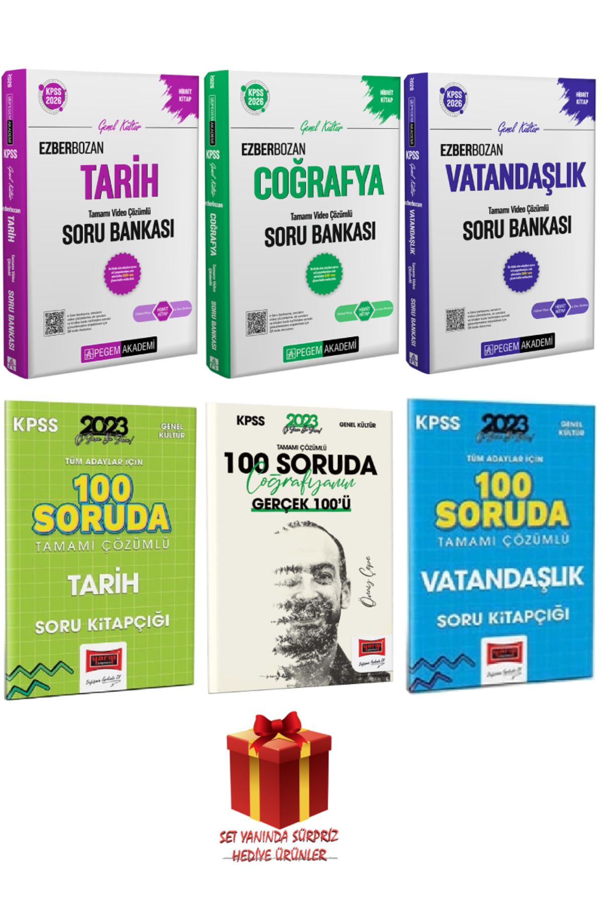 Pegem Akademi Yayıncılık 2026 Pegem KPSS Tarih Coğrafya Vatandaşlık Soru Bankası Seti+Yargı 100 Soruda Seti+Hediye