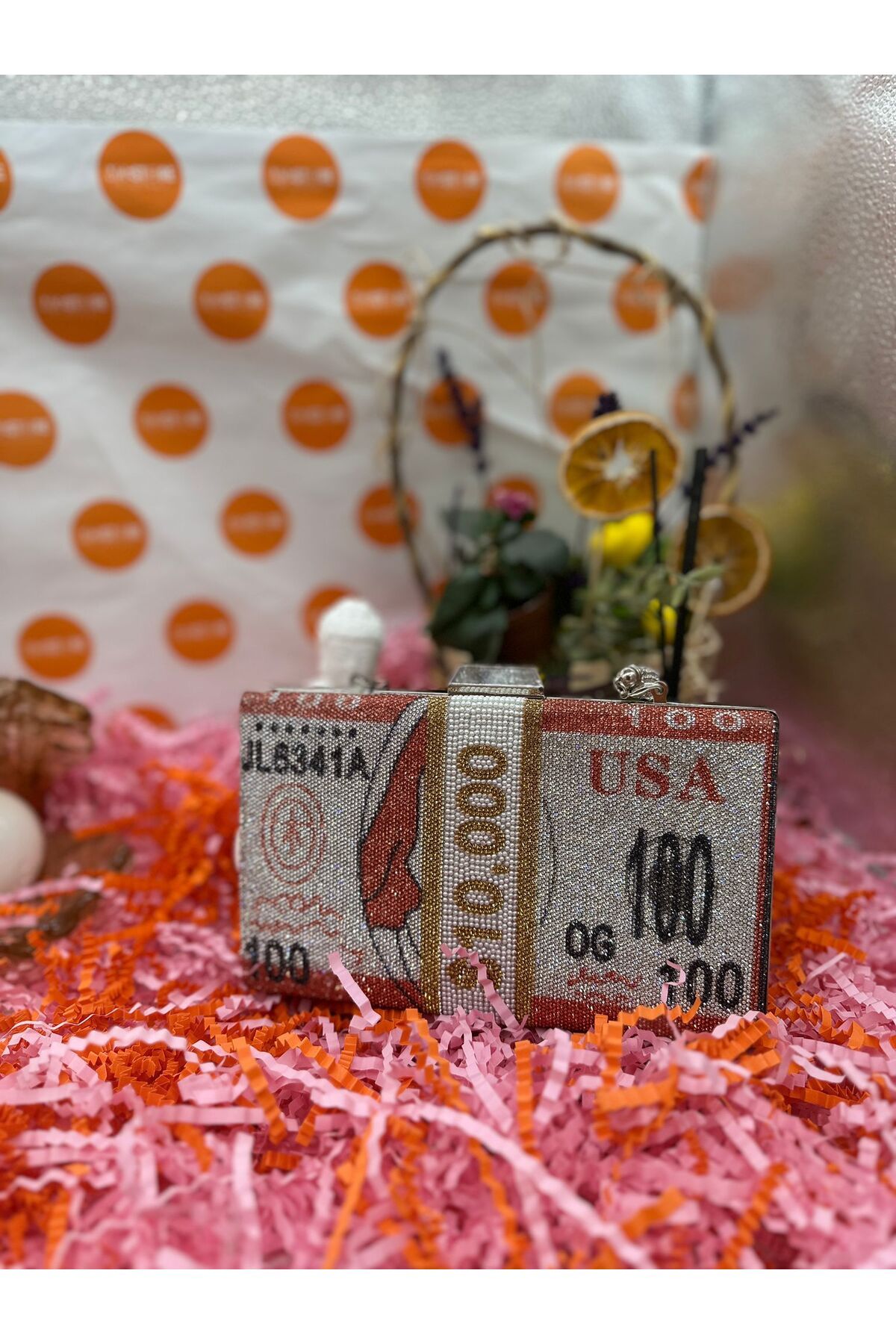 MGEStore Taşlı Dolar Çanta Abiye Çanta El Çantası