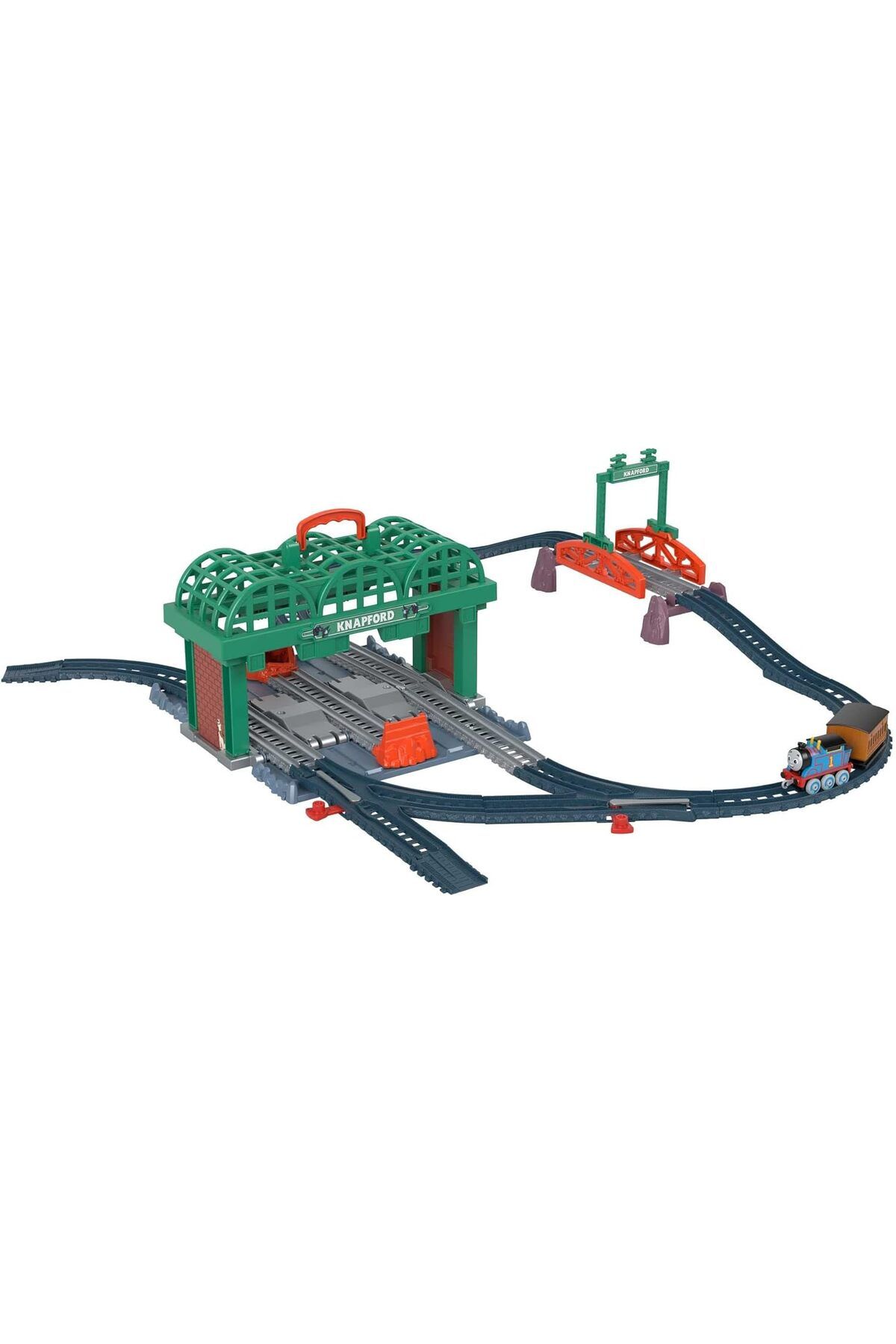 Mu Art Ahşap Mrt & Friends Thomas Ve Arkadaşları Knapford Istasyonu Tren Seti, 2'Si 1 Arada Pist Oyun Seti