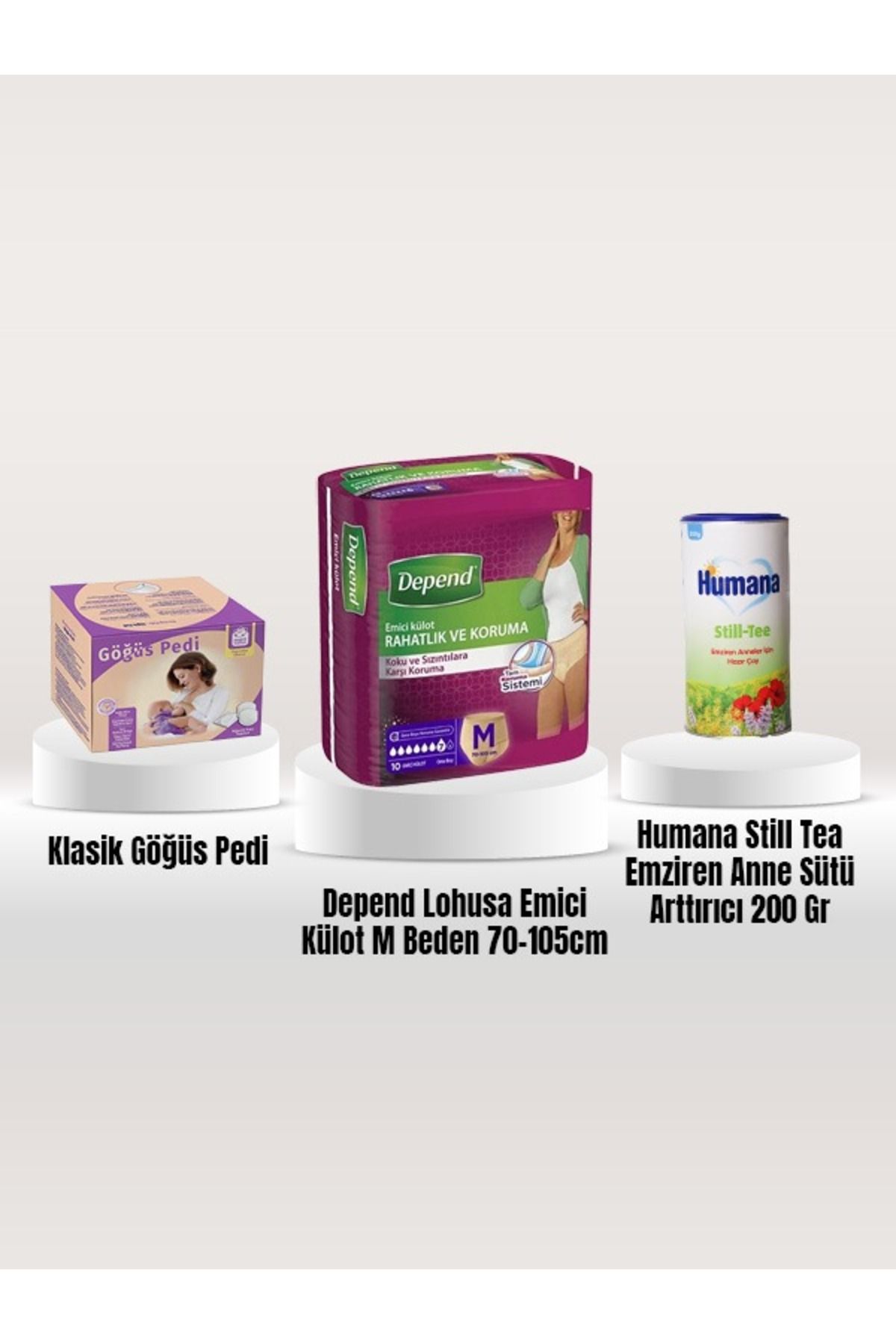 Humana Still Tea Emziren Anne Sütü Arttırıcı + Depend Lohusa Emici Külot M Beden + Klasik Gögü Pedi
