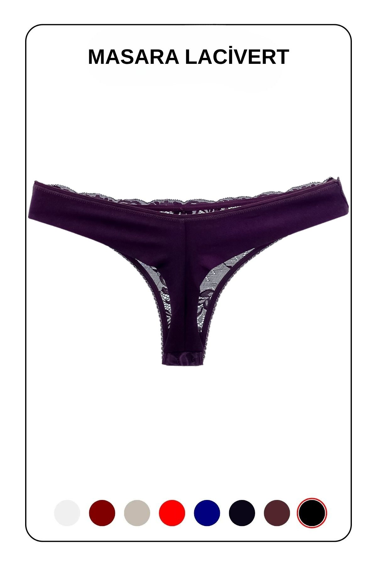 MİSTİRİK-Masara Model Lace Soft Fabric String Thong Navy Color 2