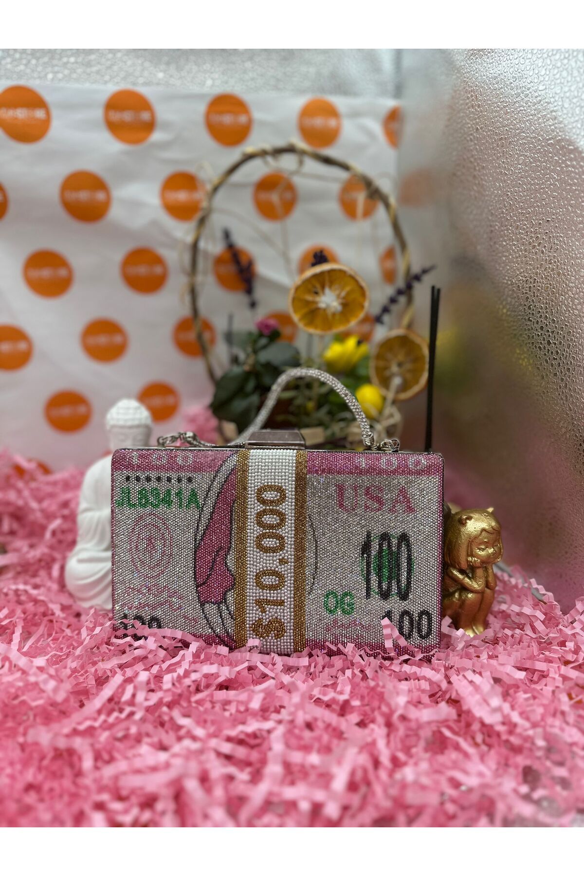 MGEStore Taşlı Dolar Çanta Abiye Çanta El Çantası