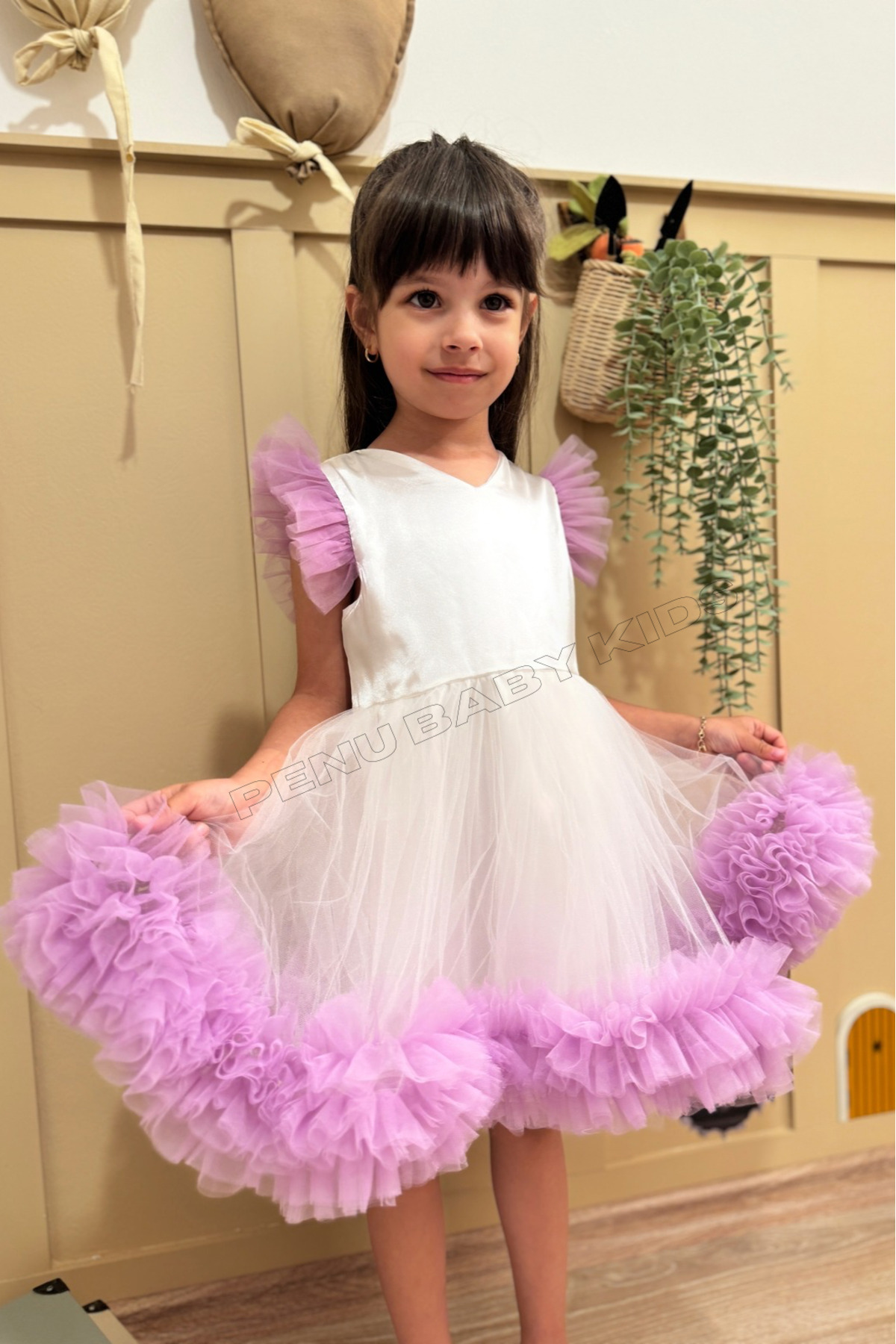 penu baby kids Lila Karnaval Kolsuz Fırfır Etekli Kız Çocuk Kız Bebek Elbise - Alice fotoğrafı 6 (önizleme)