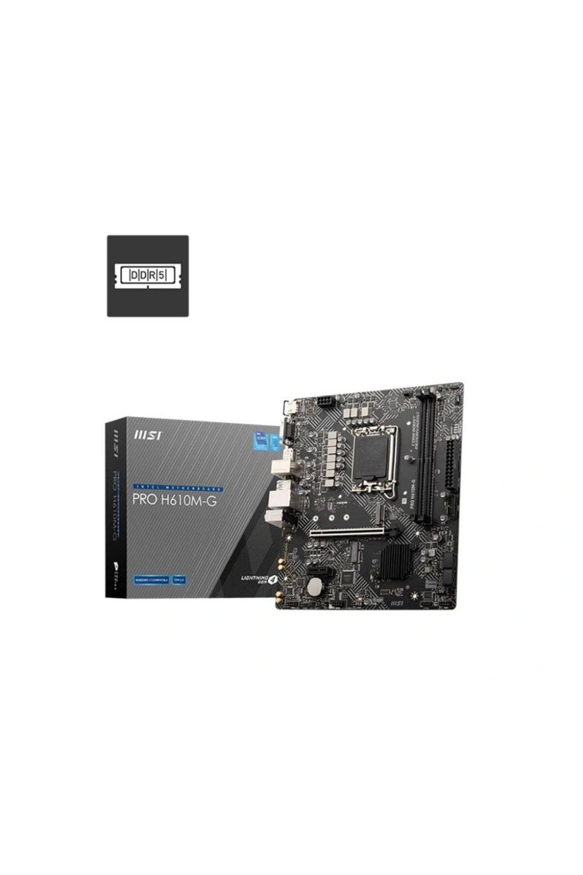 ShopNova MSI PRO H610M-G DDR5 5600MHZ 1XVGA 1XHDMI 1XDP 1XM.2 USB 3.2 MATX 1700P (12. / 13. VE 14. NESİL İŞLE