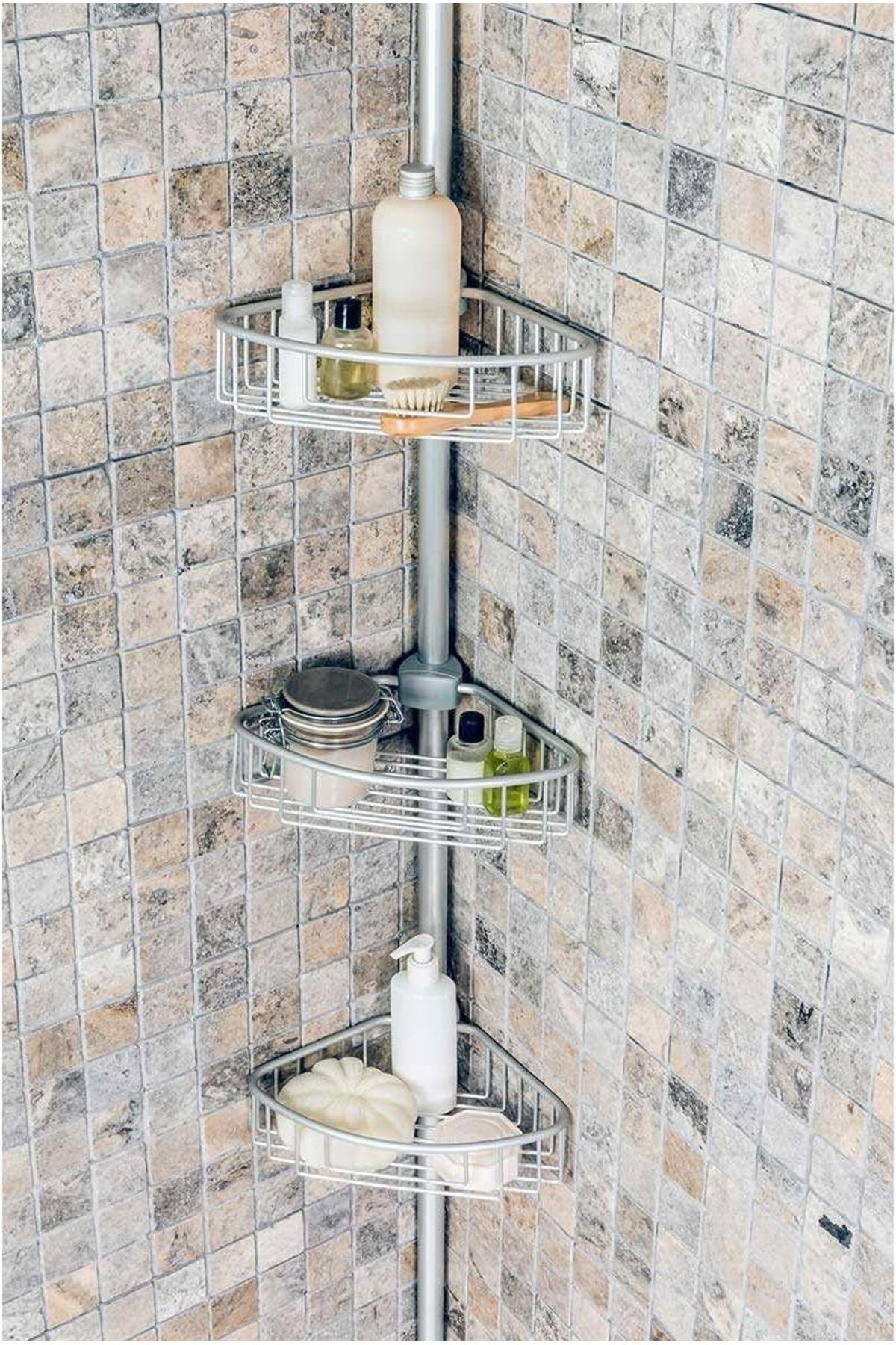LUXE Aluminyum Tel 3 Rafli Yaylı Köşe Seti - Mat Eloksal-Small LXSHP 1055529