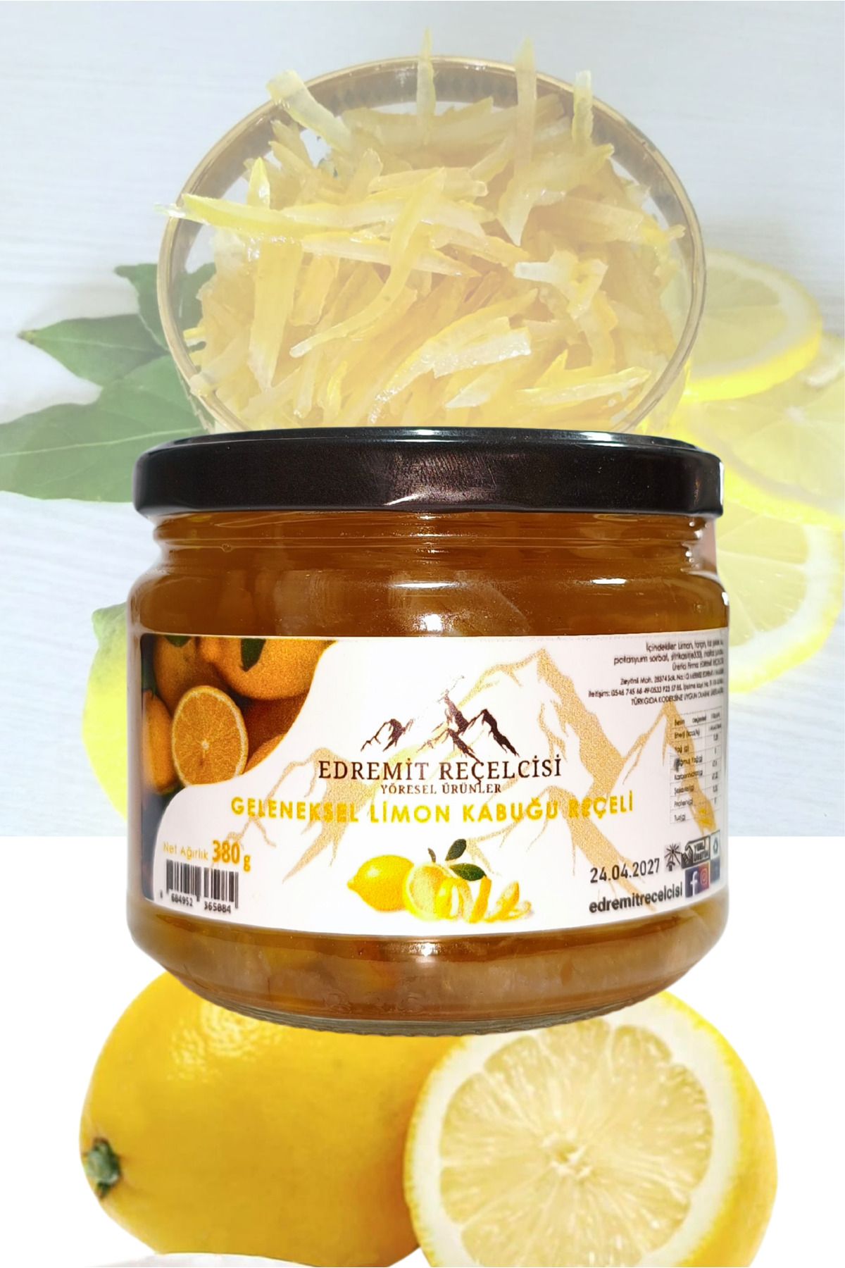 Edremit Reçelcisi Yöresel Ürünler LİMON KABUĞU REÇELİ 380 GR KAHVALTILIK DOĞAL VE SAĞLIKLI ÜRÜNLER SERİSİ