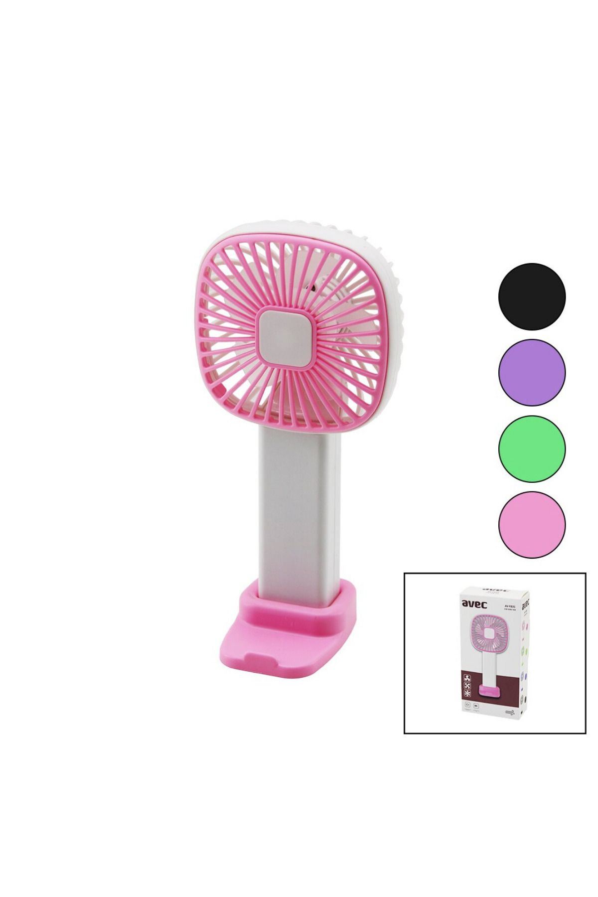 Umay Taşınabilir USB'li Mini Fan Sabit Başlık, 3 Kademe Hız (Telefon Ayaklı Aparat) (Pembe)