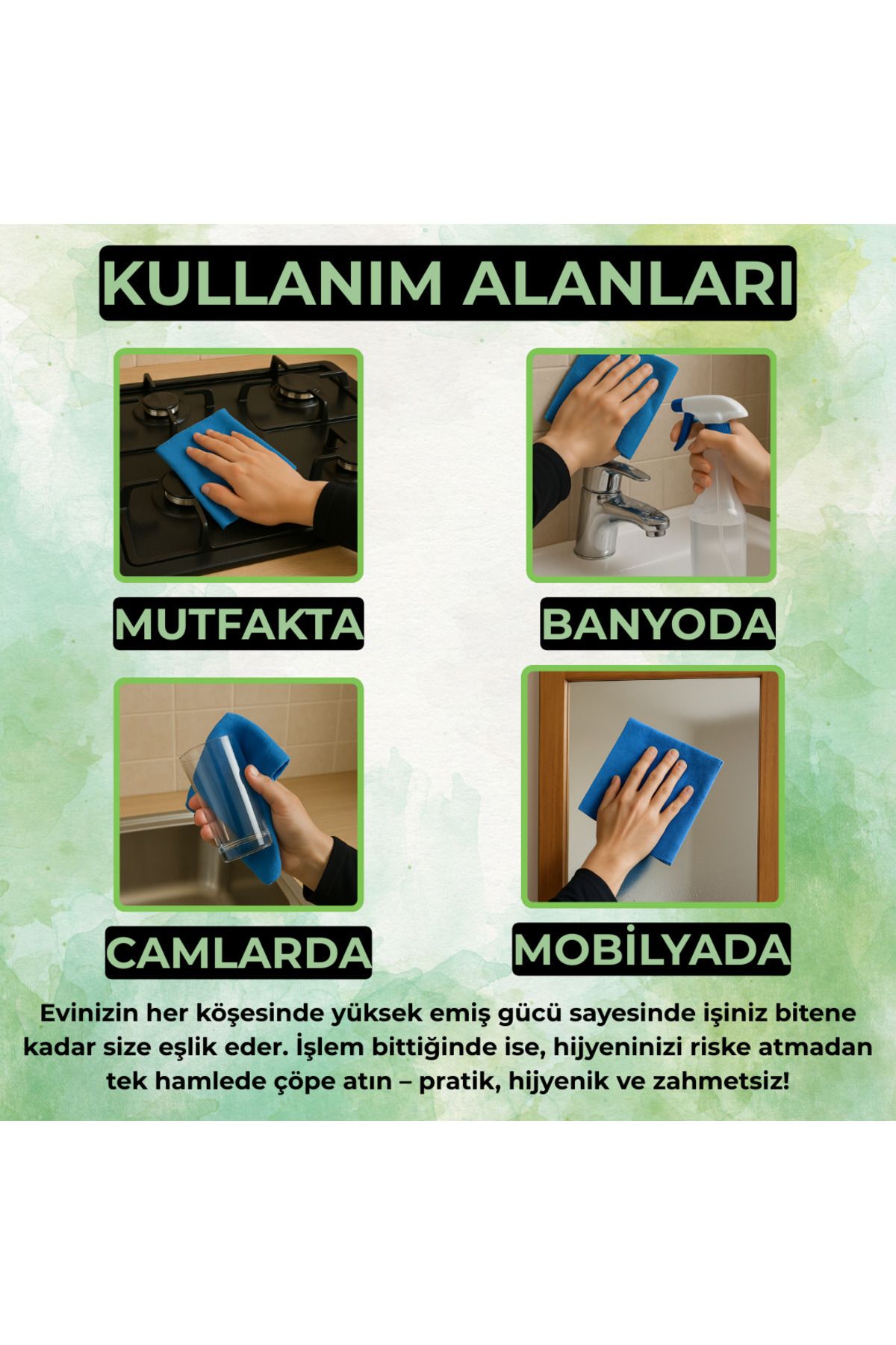 Fabemax 320 Adet Rulo Çok Amaçlı Cam Temizlik Bezi Extra Dayanıklı Extra Emici Kullan Kullan At Bez