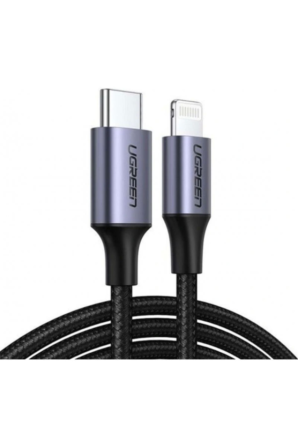 ShopNova UGREEN TYPE-C TO LIGHTNING 3A PD MFİ SERTİFİKALI ÖRGÜLÜ HIZLI ŞARJ KABLOSU 1 MT SİYAH 60759