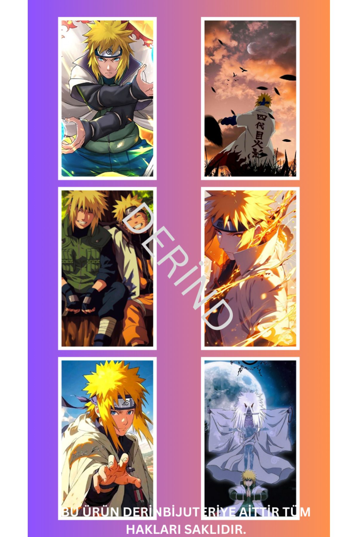 DERİND Minato Namikaze 8 li Karışık Sticker Fotokart