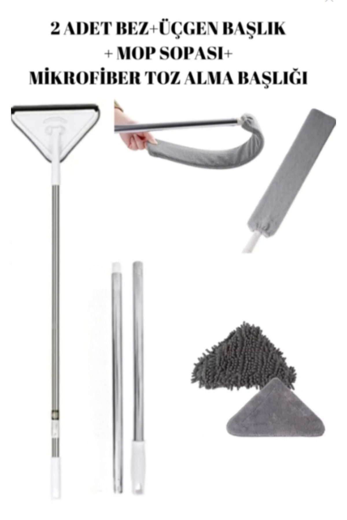 BORA HOME Üçgen Cam silme mopu ve Dip Köşe Mop Duvar Cam Silme Aparatı Mikrofiber Toz Alma Baş Aparatı