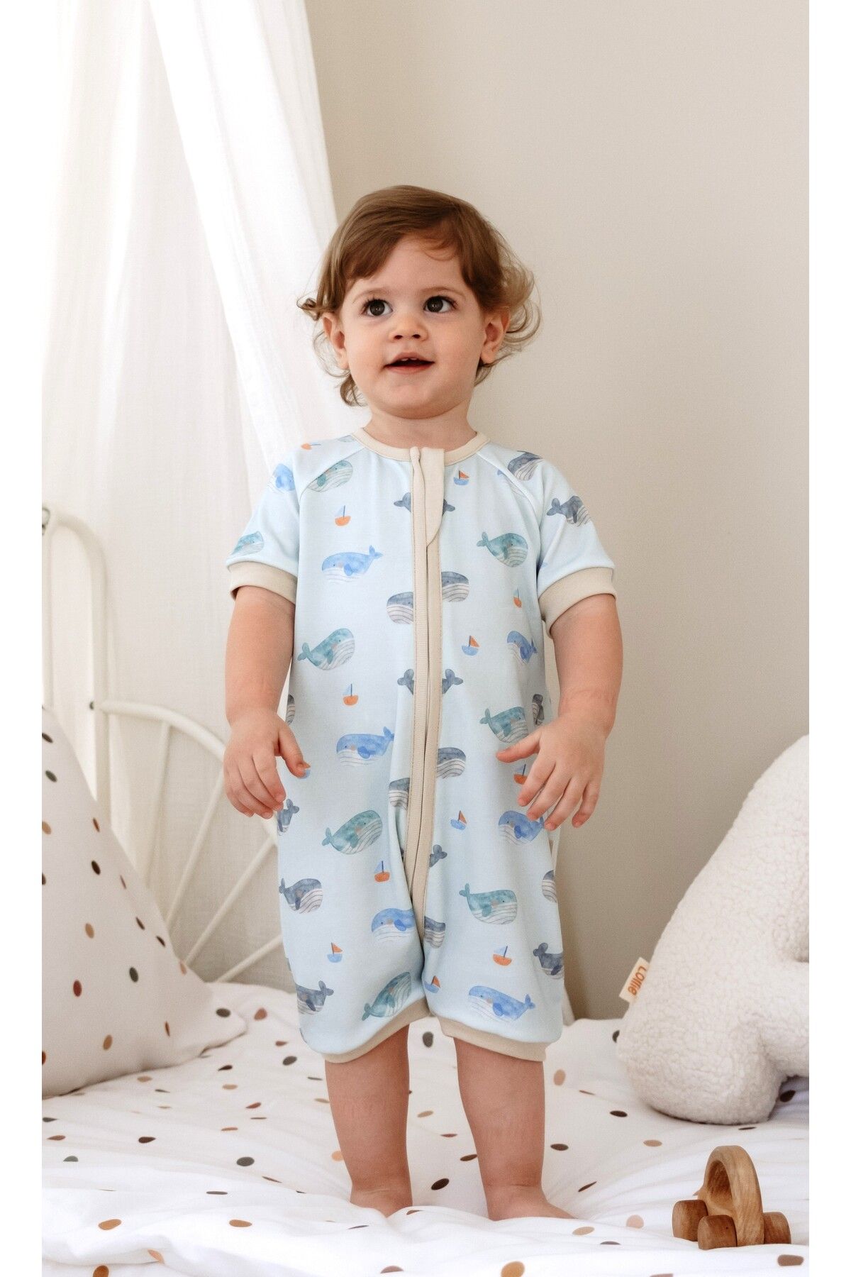 Lollie Baby&Kids 0.5 Tog Yazlık Bebek & Çocuk Uyku Tulumu, %100 Pamuk - Balinalar