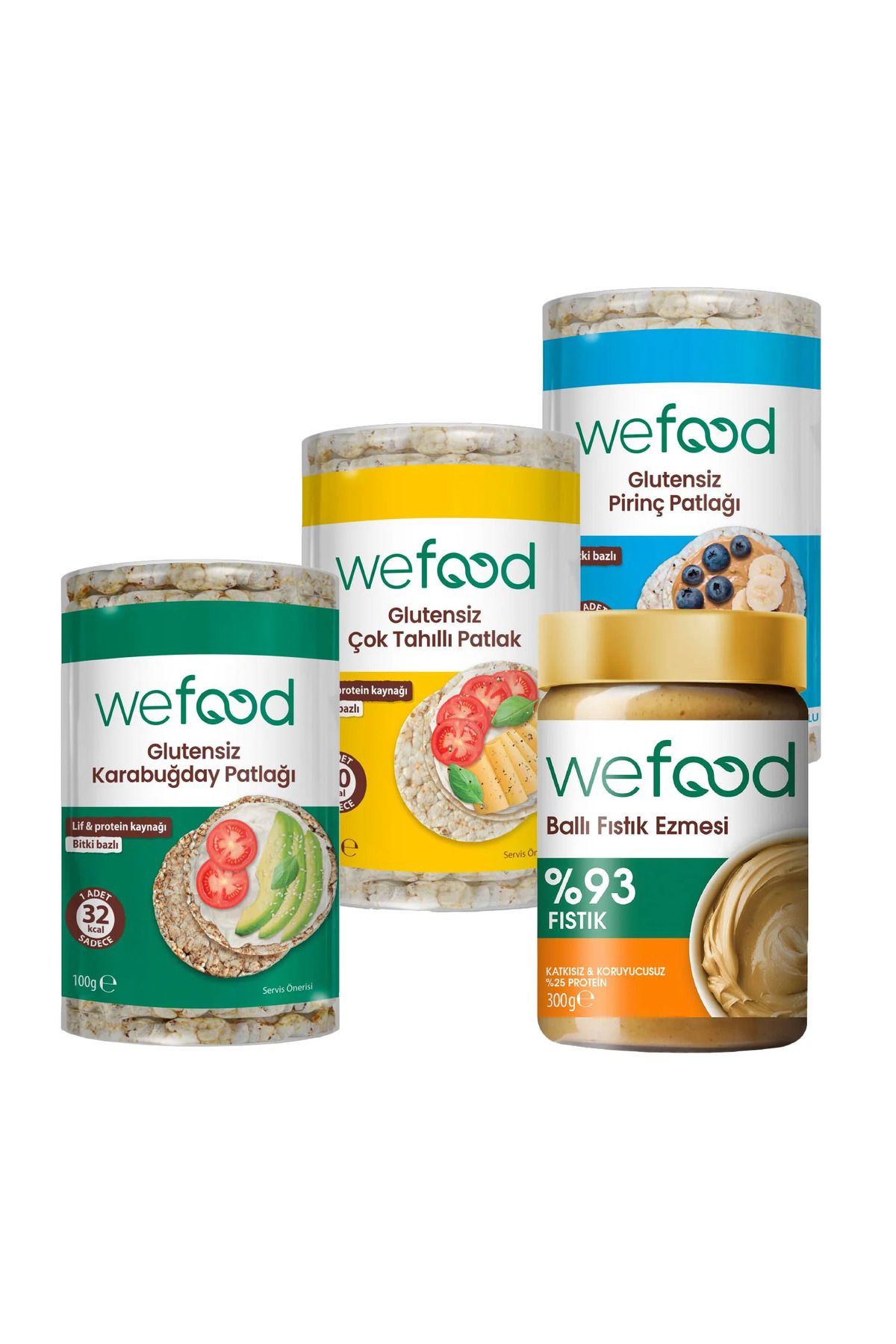 Wefood Şekersiz Ham Ballı Fıstık Ezmesi 300 gr + Wefood Patlak Deneme Paketi