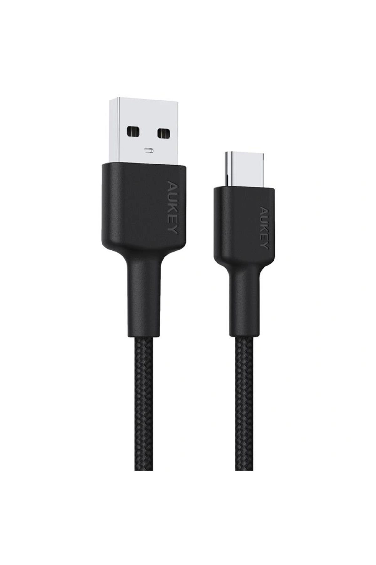ShopNova AUKEY CB-CD30-BK NAYLON ÖRGÜLÜ USB-A TYPE-C ŞARJ KABLOSU 0.9MT