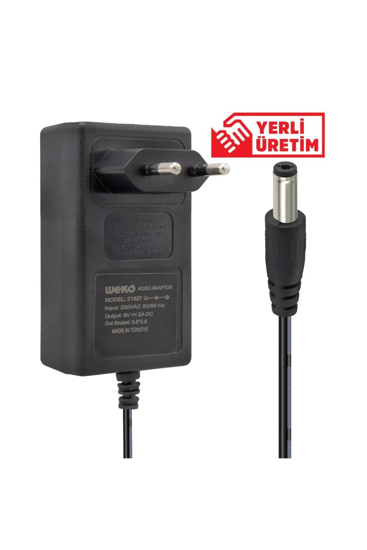 WEKO 9 Volt 2 Amper Priz Tipi Plastik Kasa Adaptör 5.5*2.5 Uç