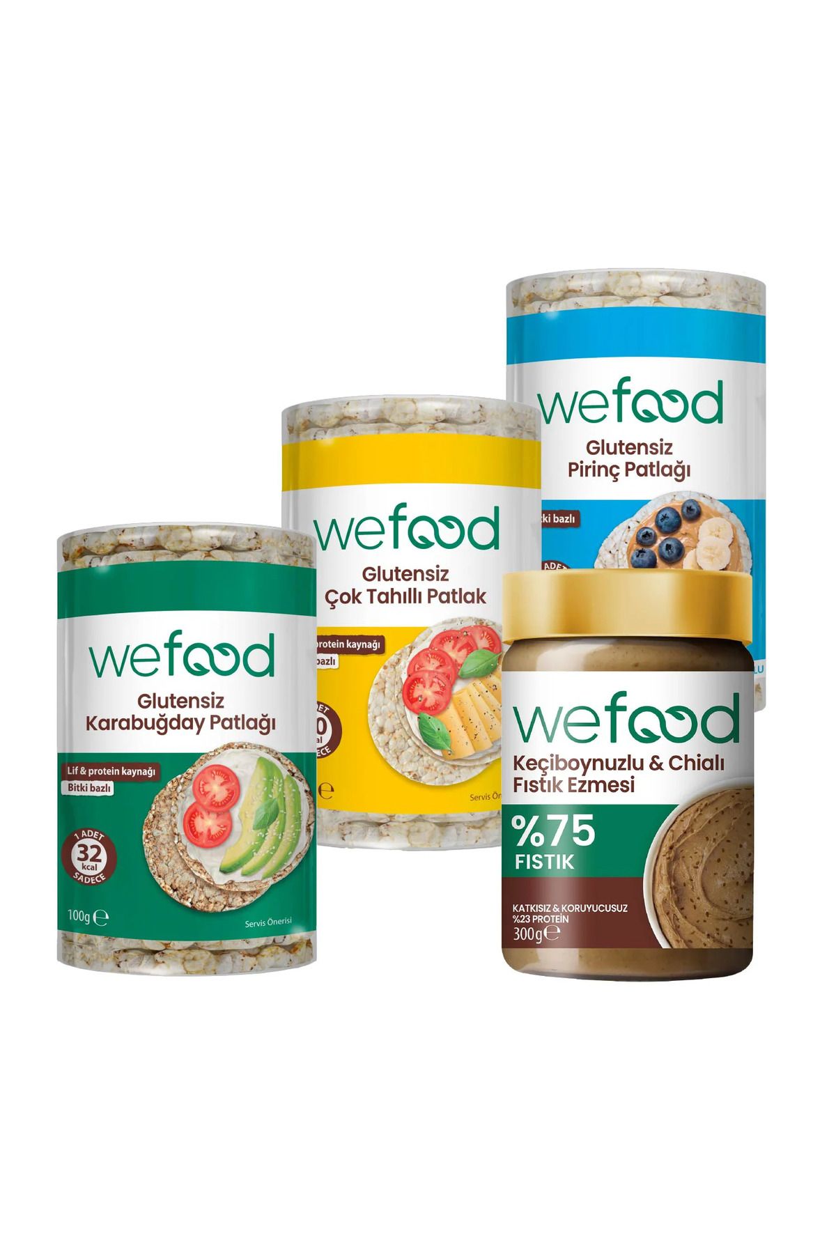 Wefood Keçiboynuzlu & Chialı Fıstık Ezmesi 300 g + Wefood Patlak Deneme Paketi
