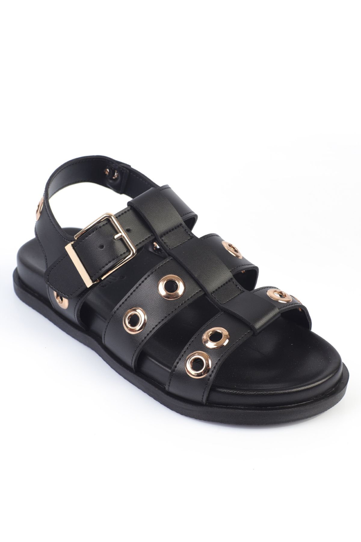 Capone Outfitters Valene Düz Topuk Metal Aksesuarlı Gladyatör Kadın Sandalet