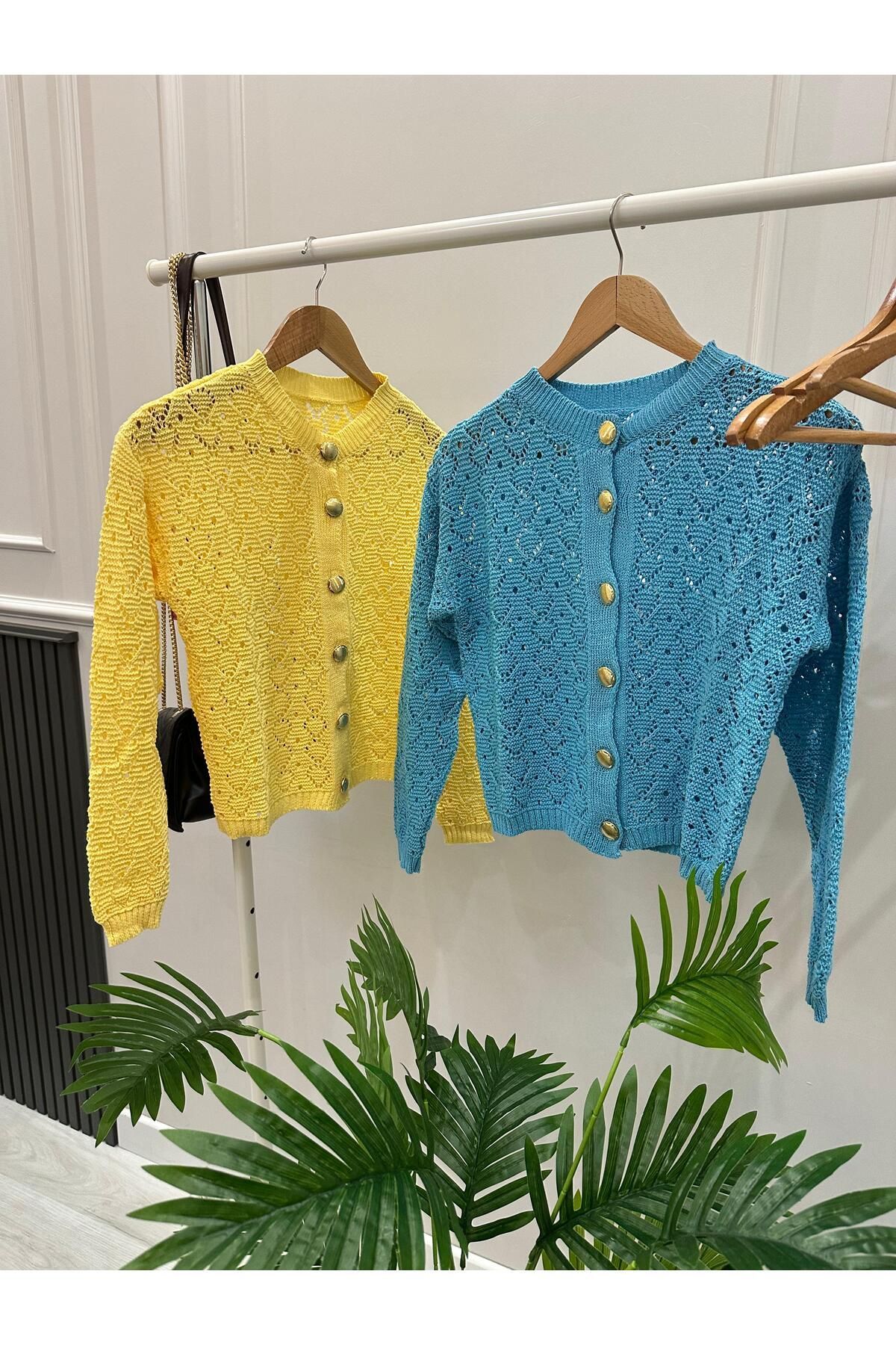 Butik Ajurlu Düğmeli Mevsimlik Triko Hırka BK-4383