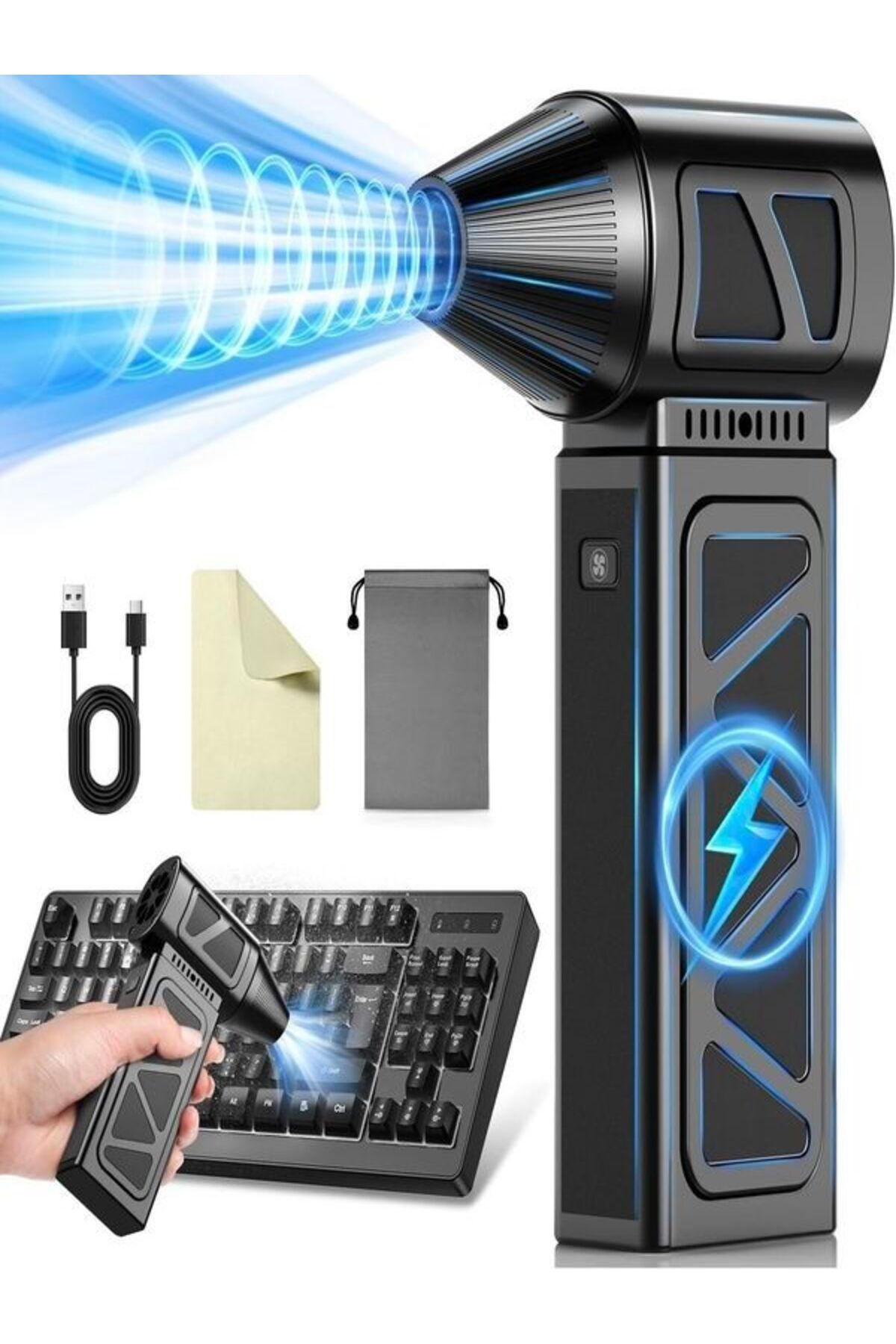 DEANB AHV 130.000 RPM 4 Kademeli Çantalı Turbo Fan Şarjlı Mini Hava Komprasörü Üfleyici