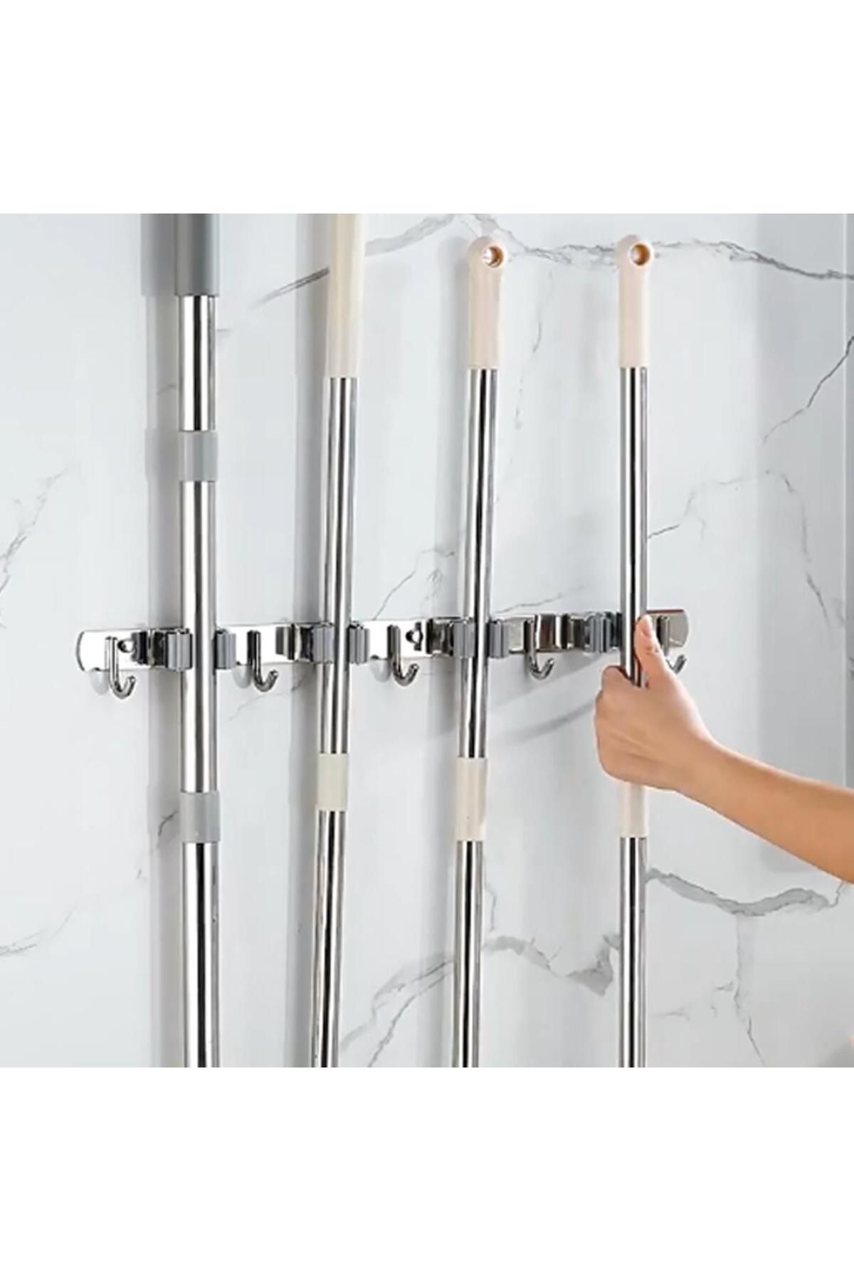 SUNUP SN-26351 Beş Kancalı Dört Klipsli Paspas-Süpürge Tutucu - Askılık
